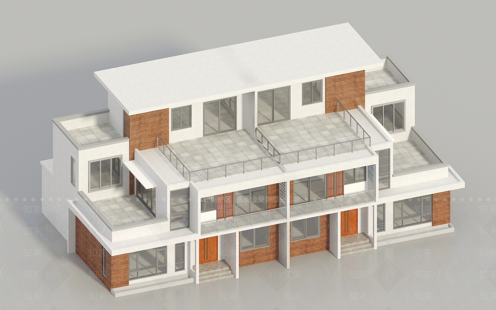 现代别墅外观3D模型下载【ID:1163317517】
