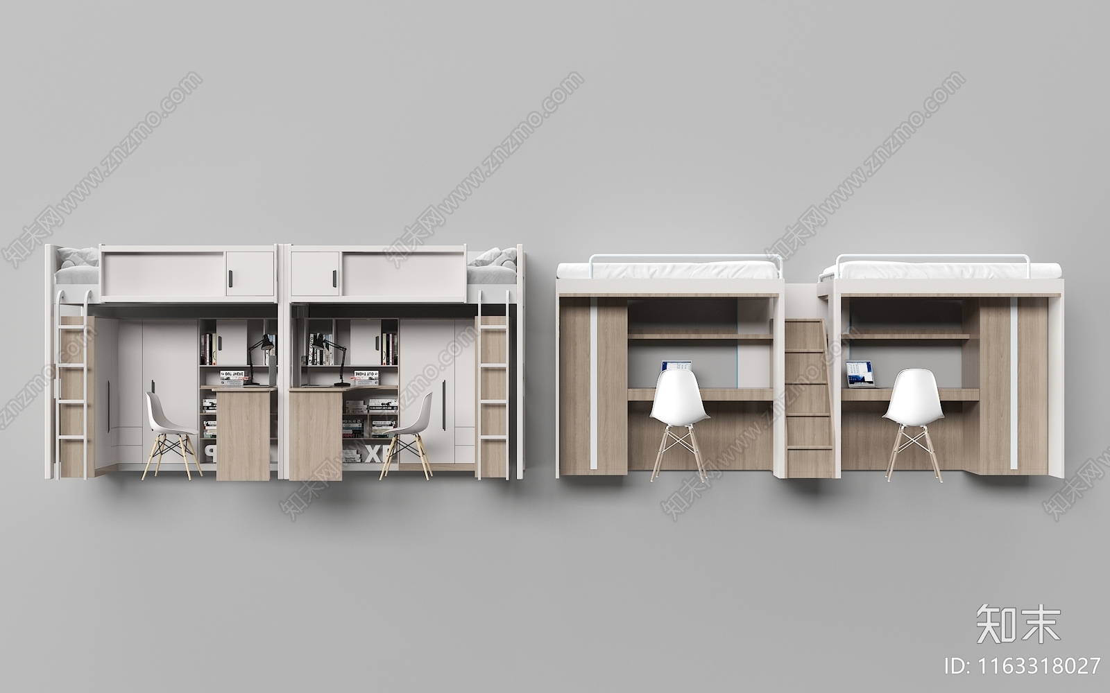 现代上下床3D模型下载【ID:1163318027】