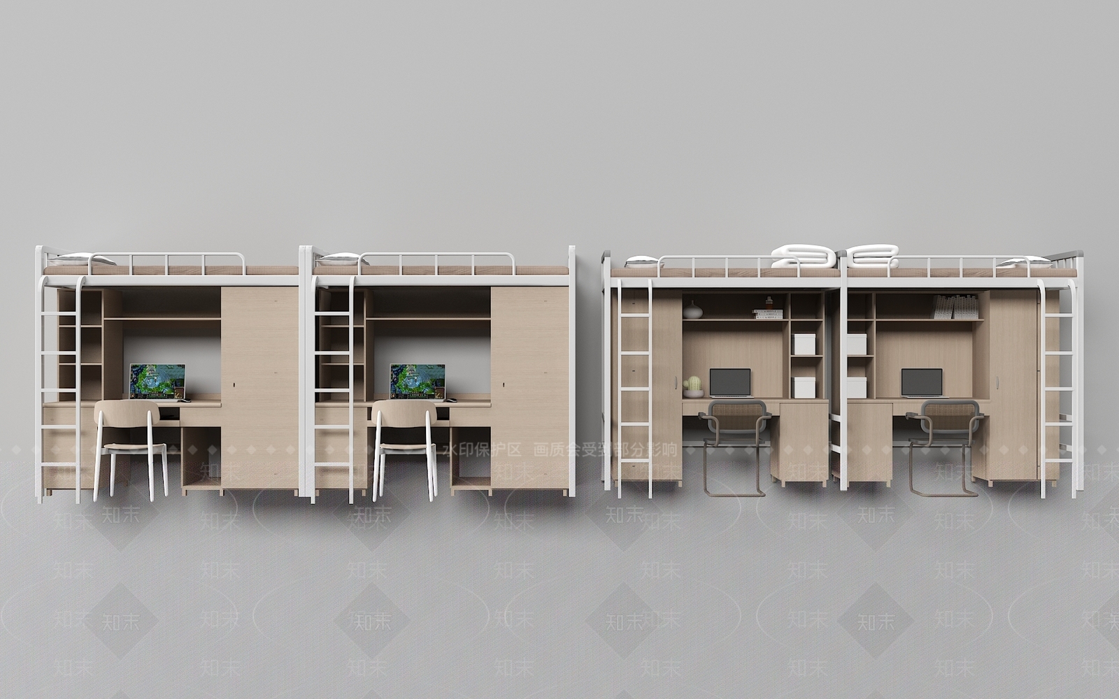 现代上下床3D模型下载【ID:1163318359】