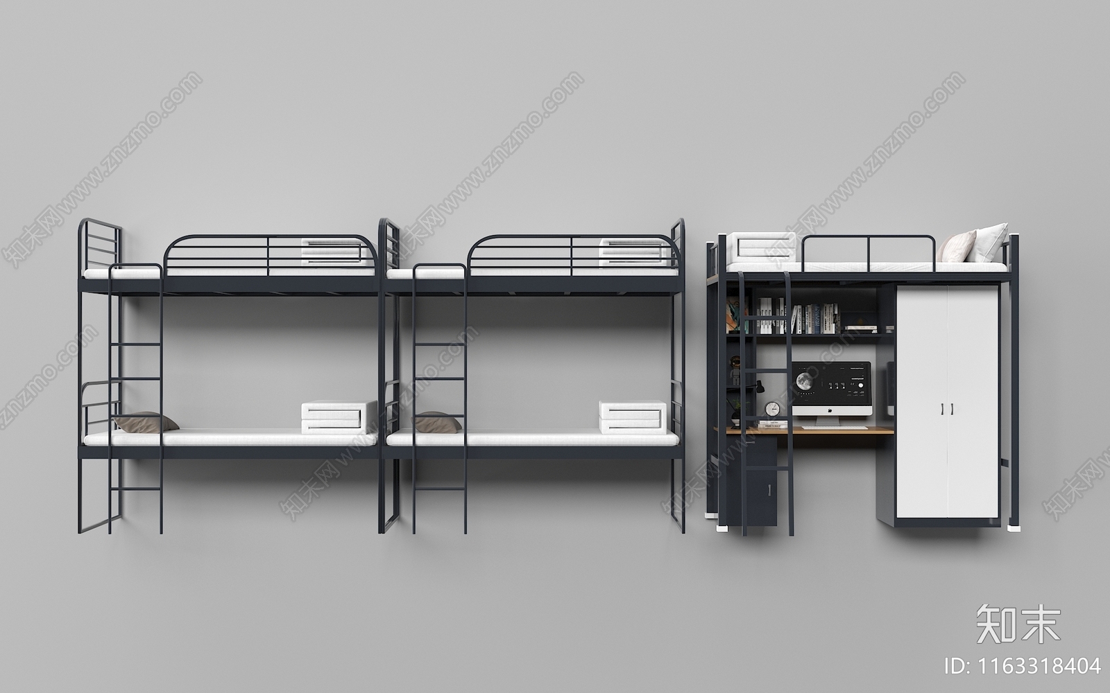 现代上下床3D模型下载【ID:1163318404】