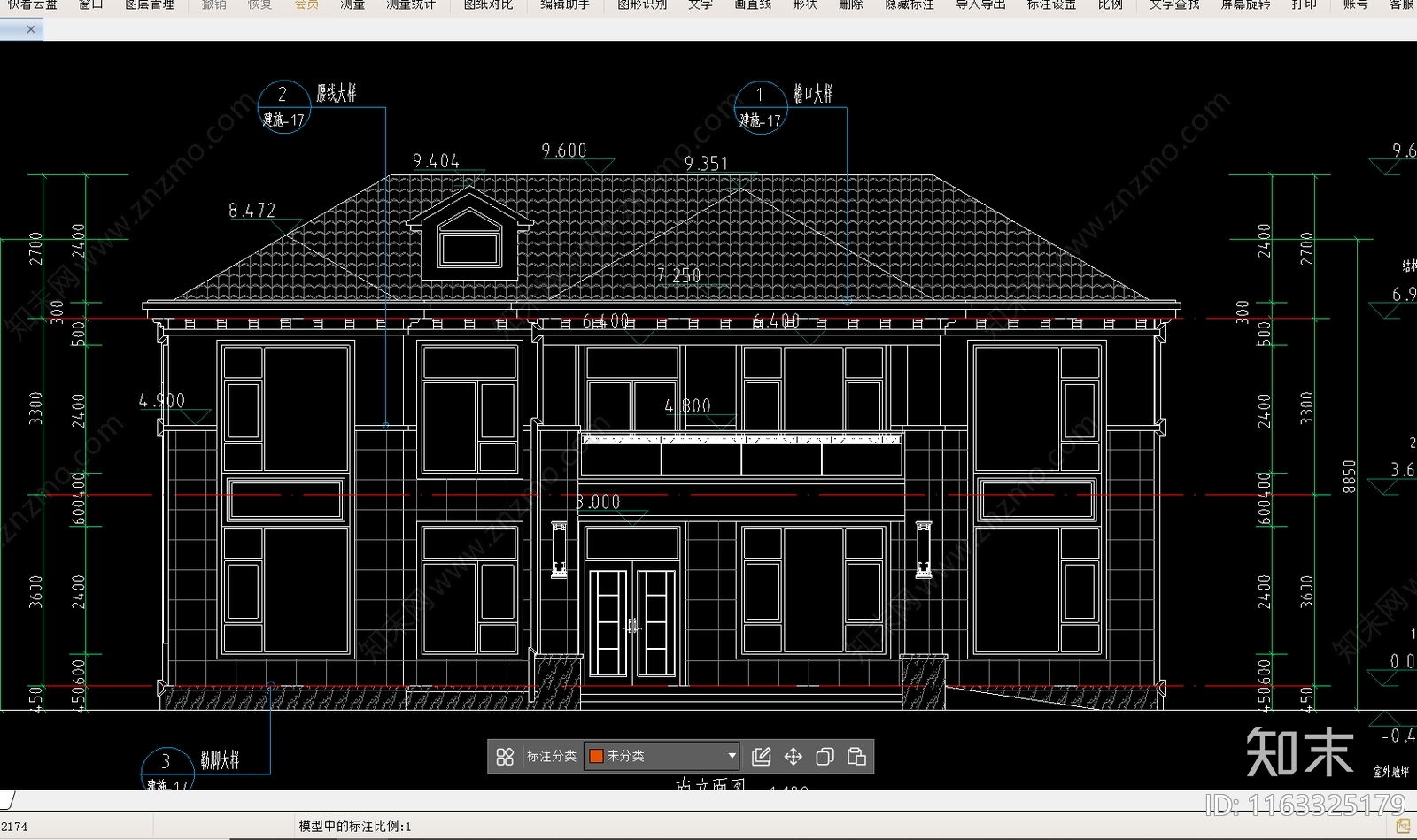 现代简约别墅建筑cad施工图下载【ID:1163325179】