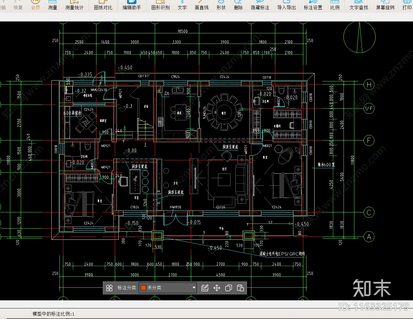 现代简约别墅建筑cad施工图下载【ID:1163325179】