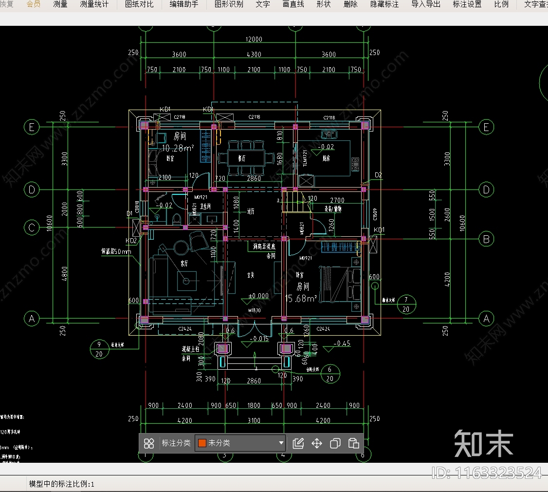 现代别墅建筑cad施工图下载【ID:1163323524】