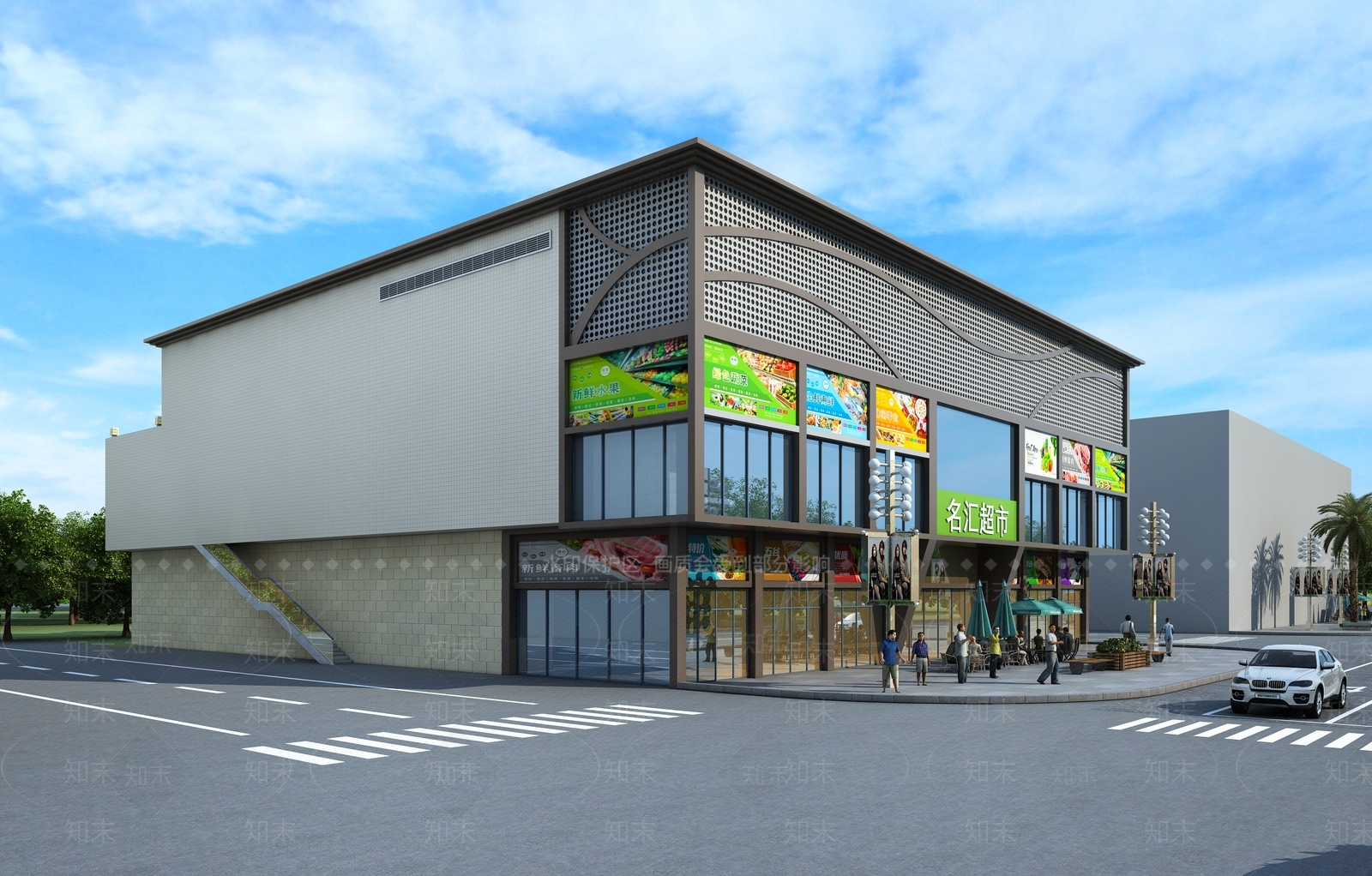 现代商场外观3D模型下载【ID:1163325995】