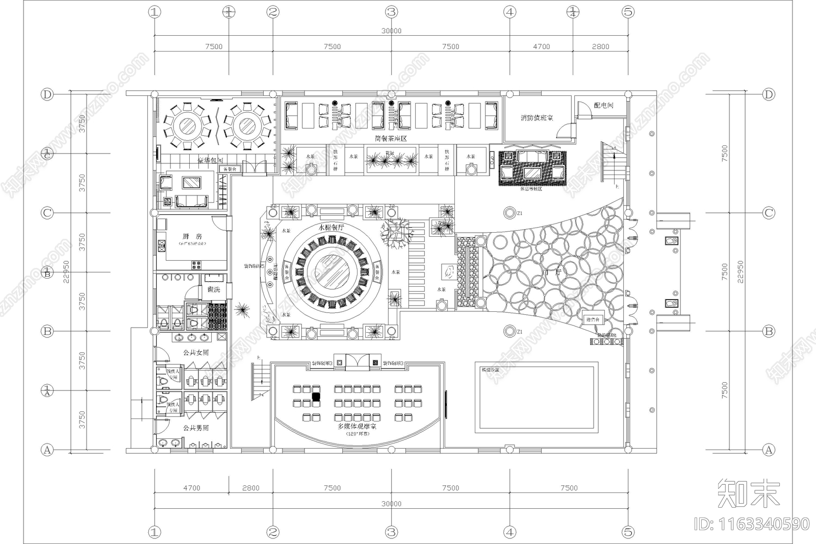 现代其他餐饮空间施工图下载【ID:1163340590】