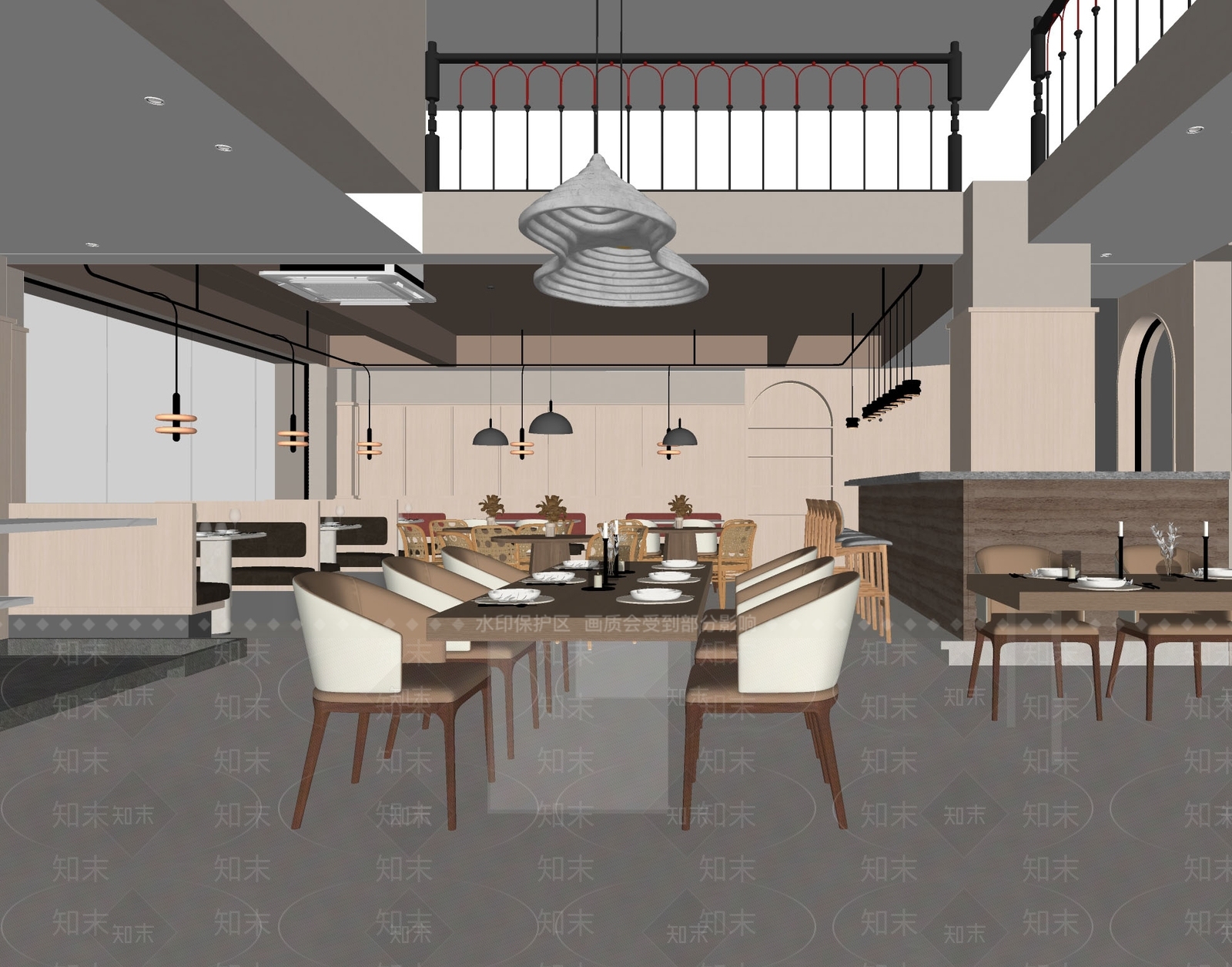 现代西餐厅SU模型下载【ID:1163341982】