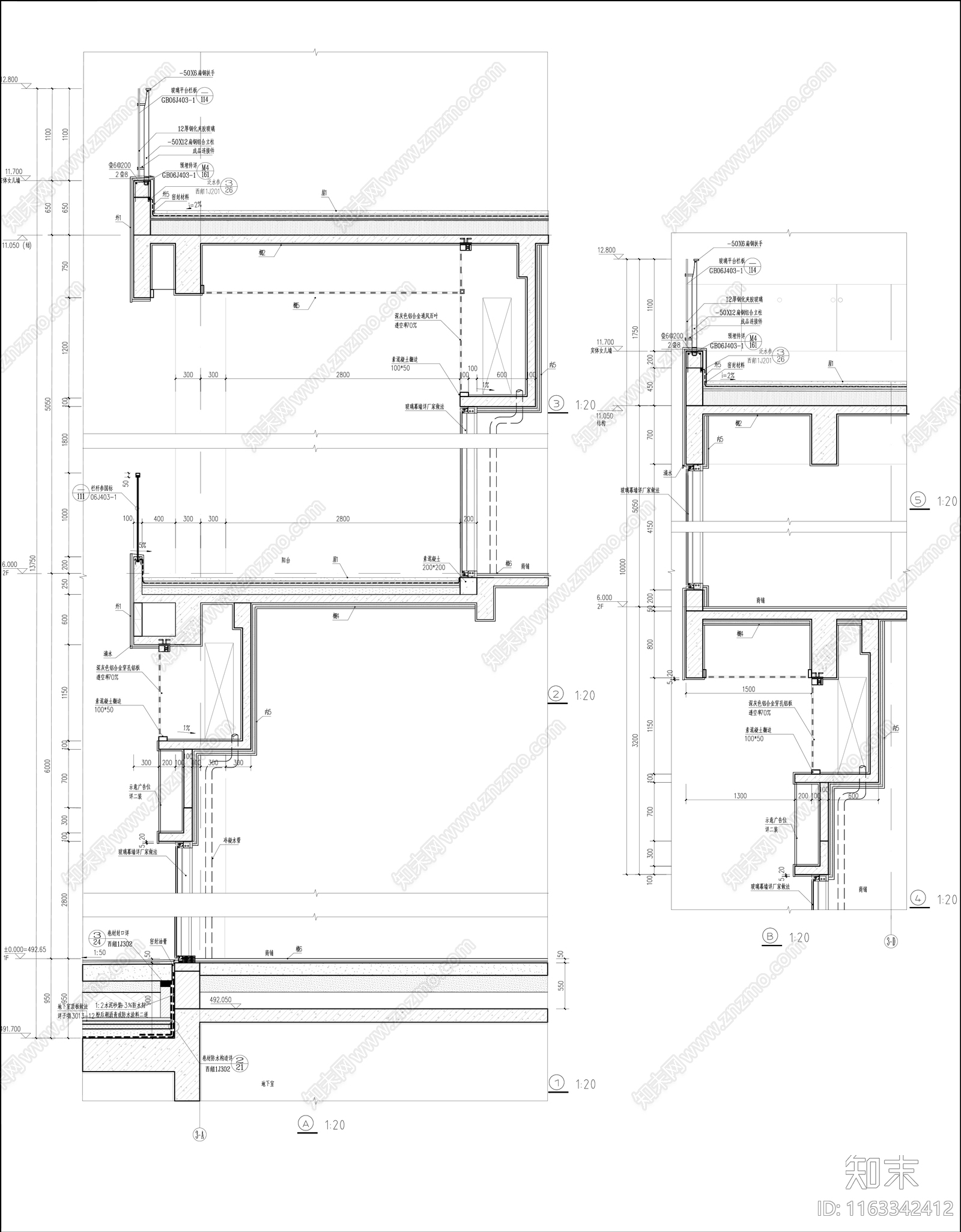 现代商业街cad施工图下载【ID:1163342412】