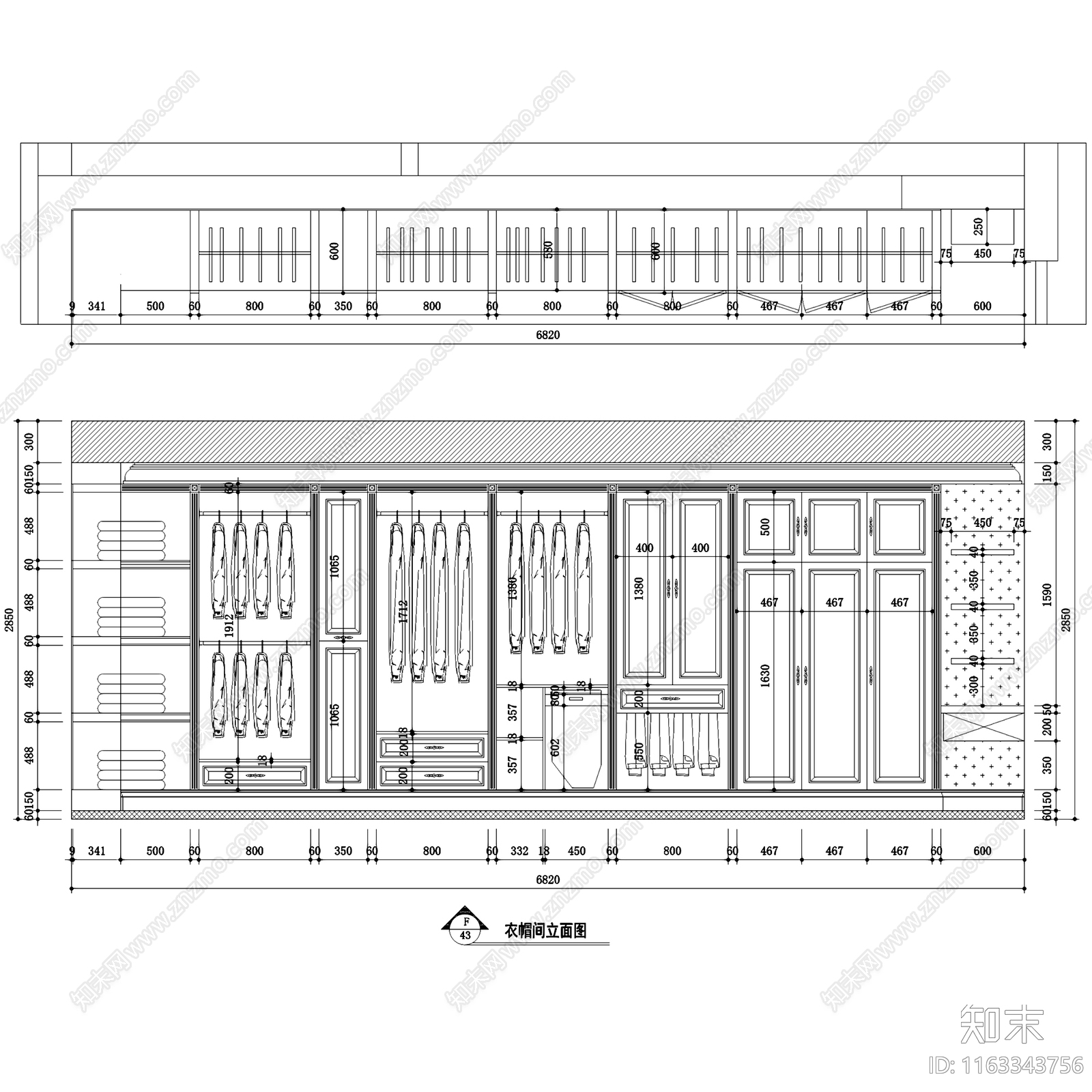 欧式北京西山一号苑公寓大平层室内家装cad施工图下载【ID:1163343756】