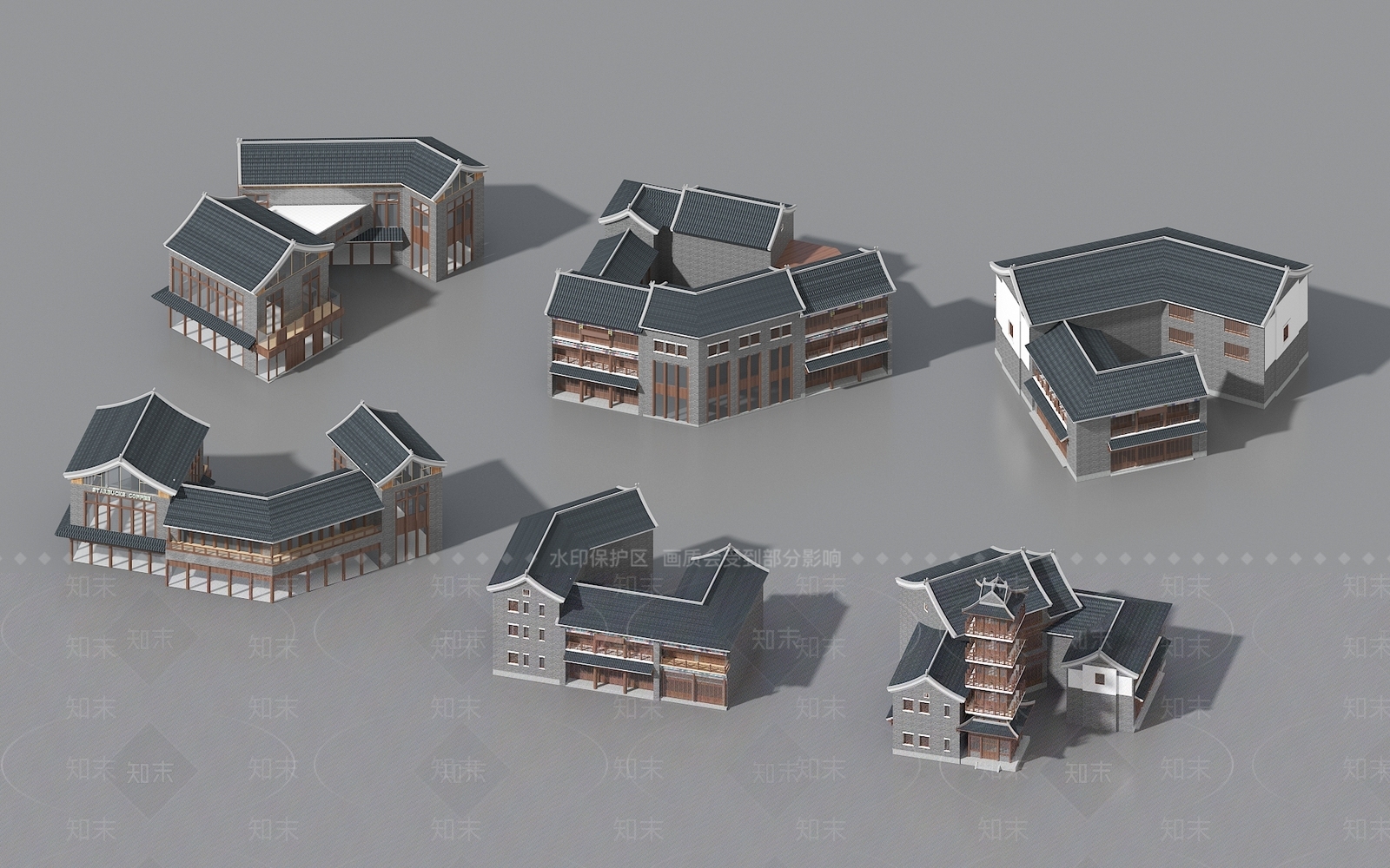 新中式商业街3D模型下载【ID:1163350978】
