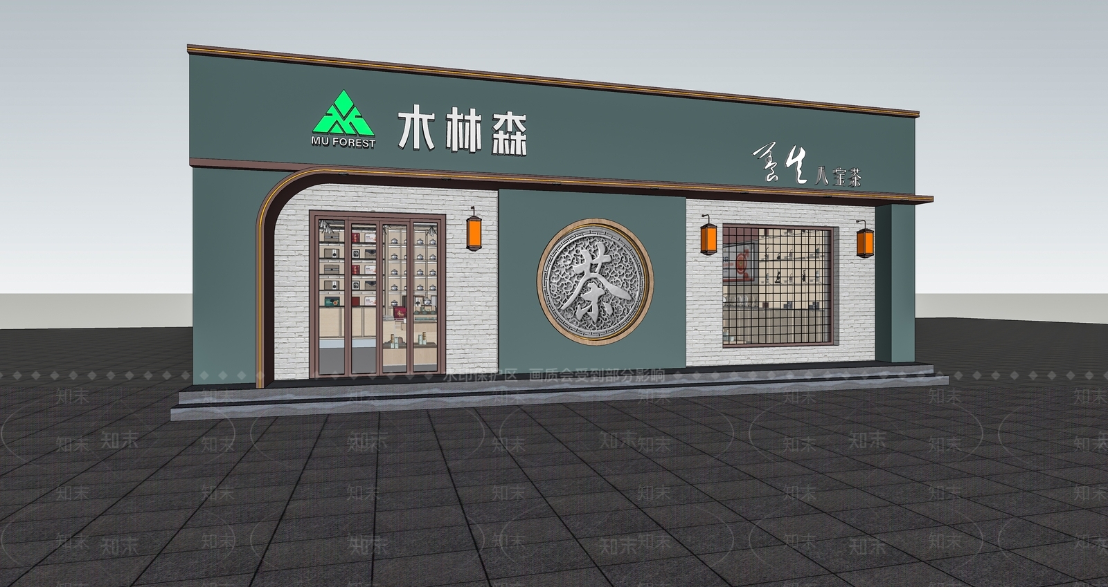 新中式其他店铺SU模型下载【ID:1163352374】