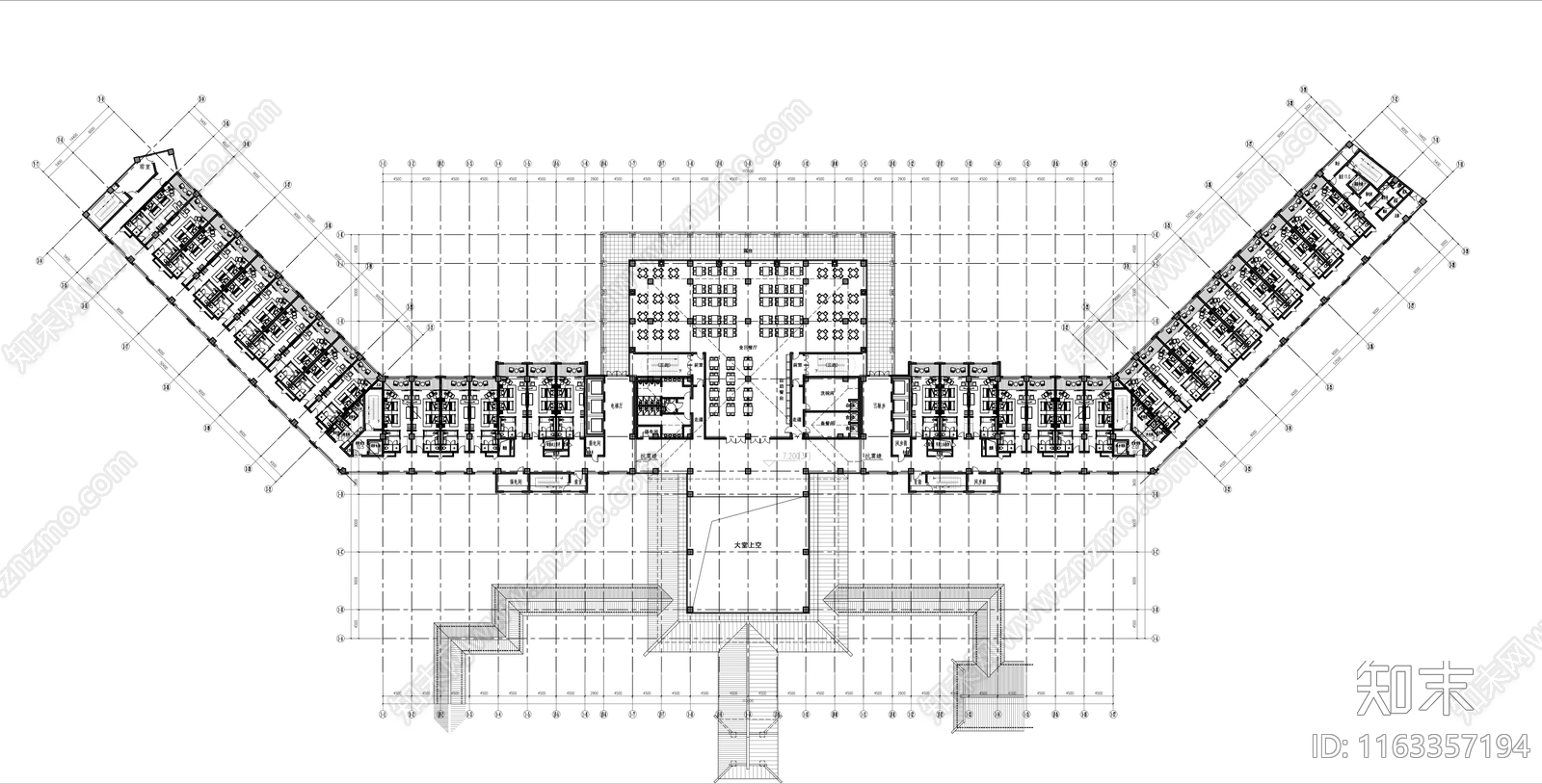 新中式酒店建筑施工图下载【ID:1163357194】