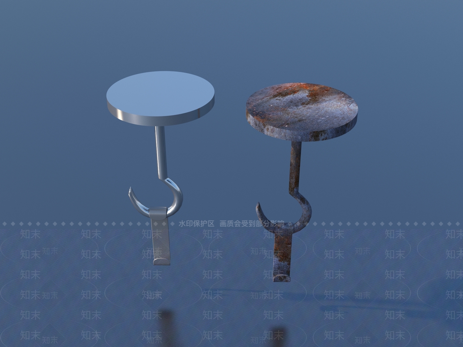 现代挂钩3D模型渲染效果图