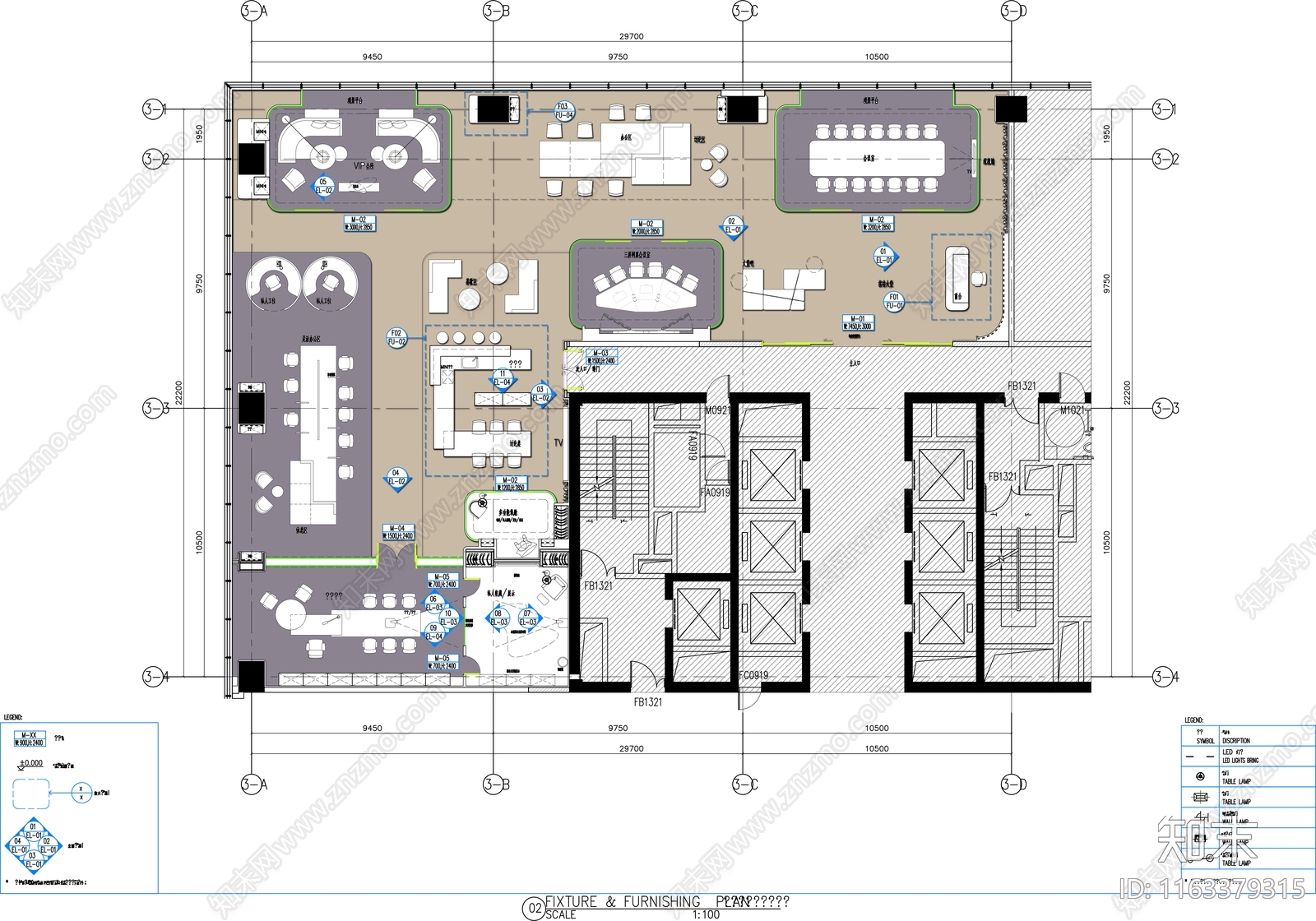 现代办公室cad施工图下载【ID:1163379315】