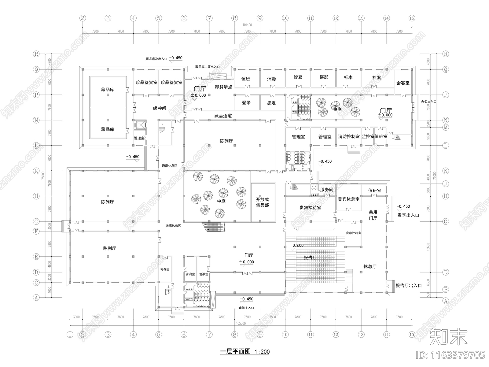 现代中式博物馆建筑施工图下载【ID:1163379705】