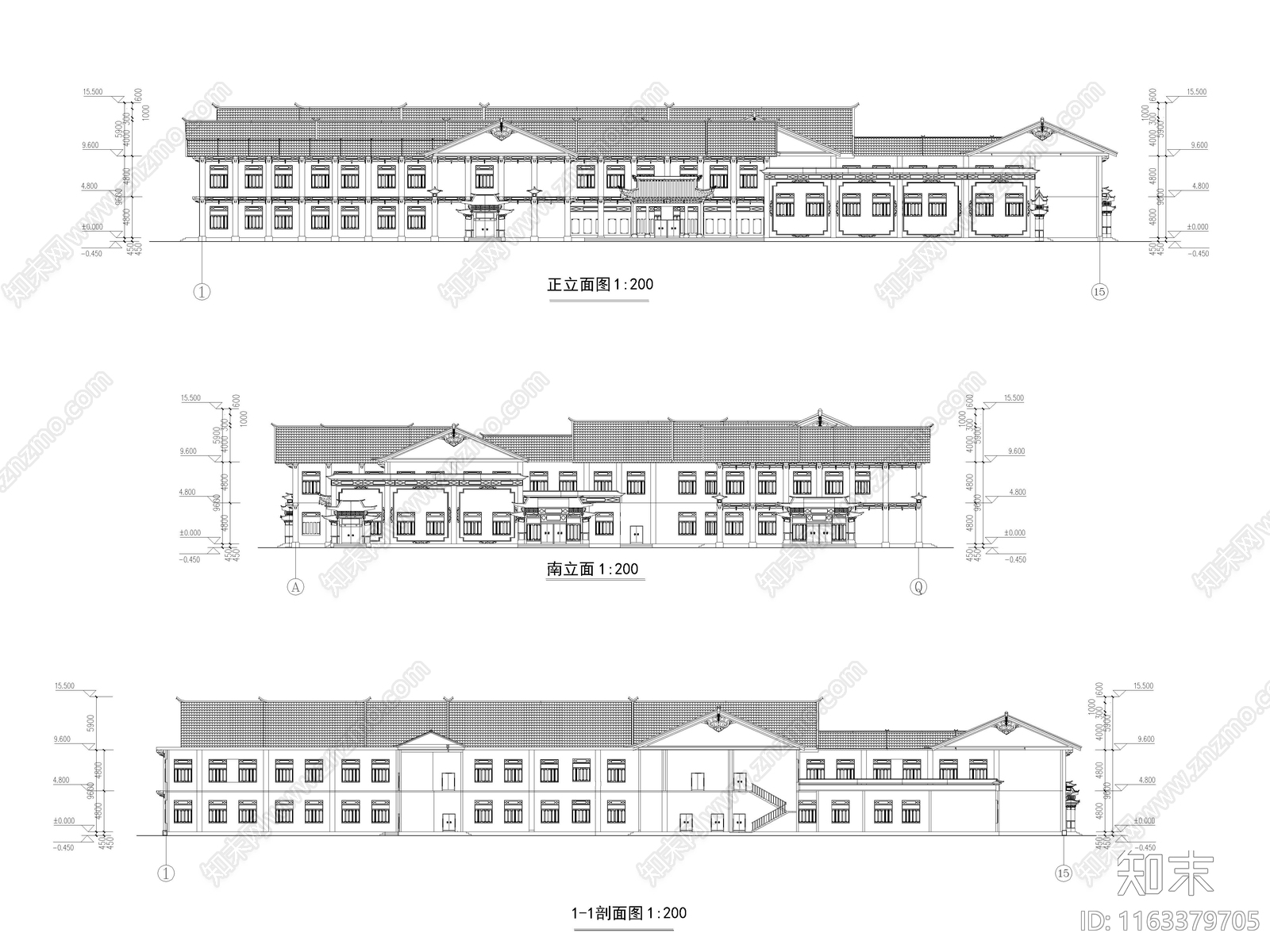 现代中式博物馆建筑施工图下载【ID:1163379705】