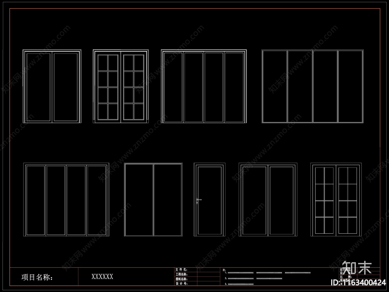 现代门cad施工图下载【ID:1163400424】
