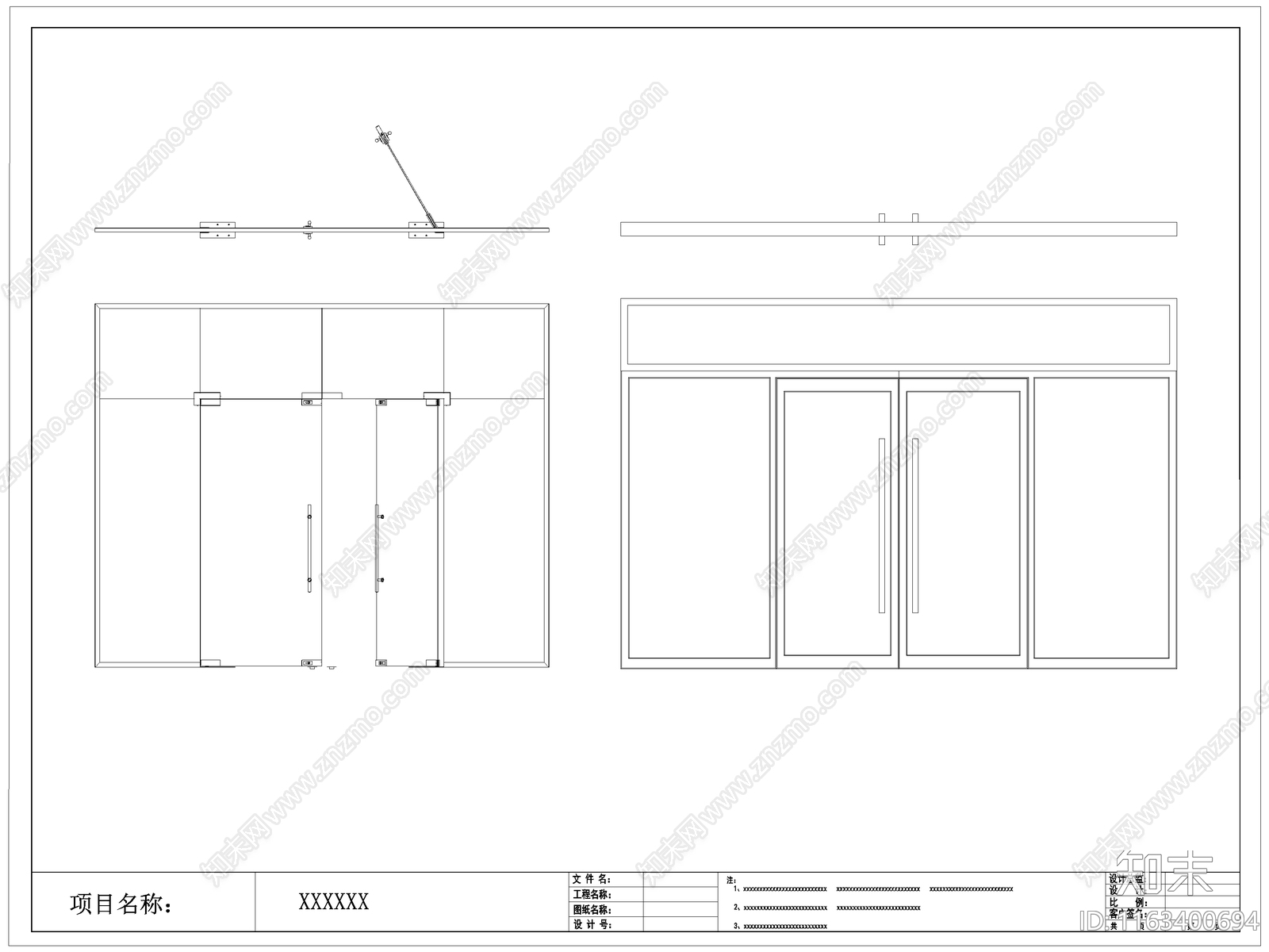 现代门cad施工图下载【ID:1163400694】