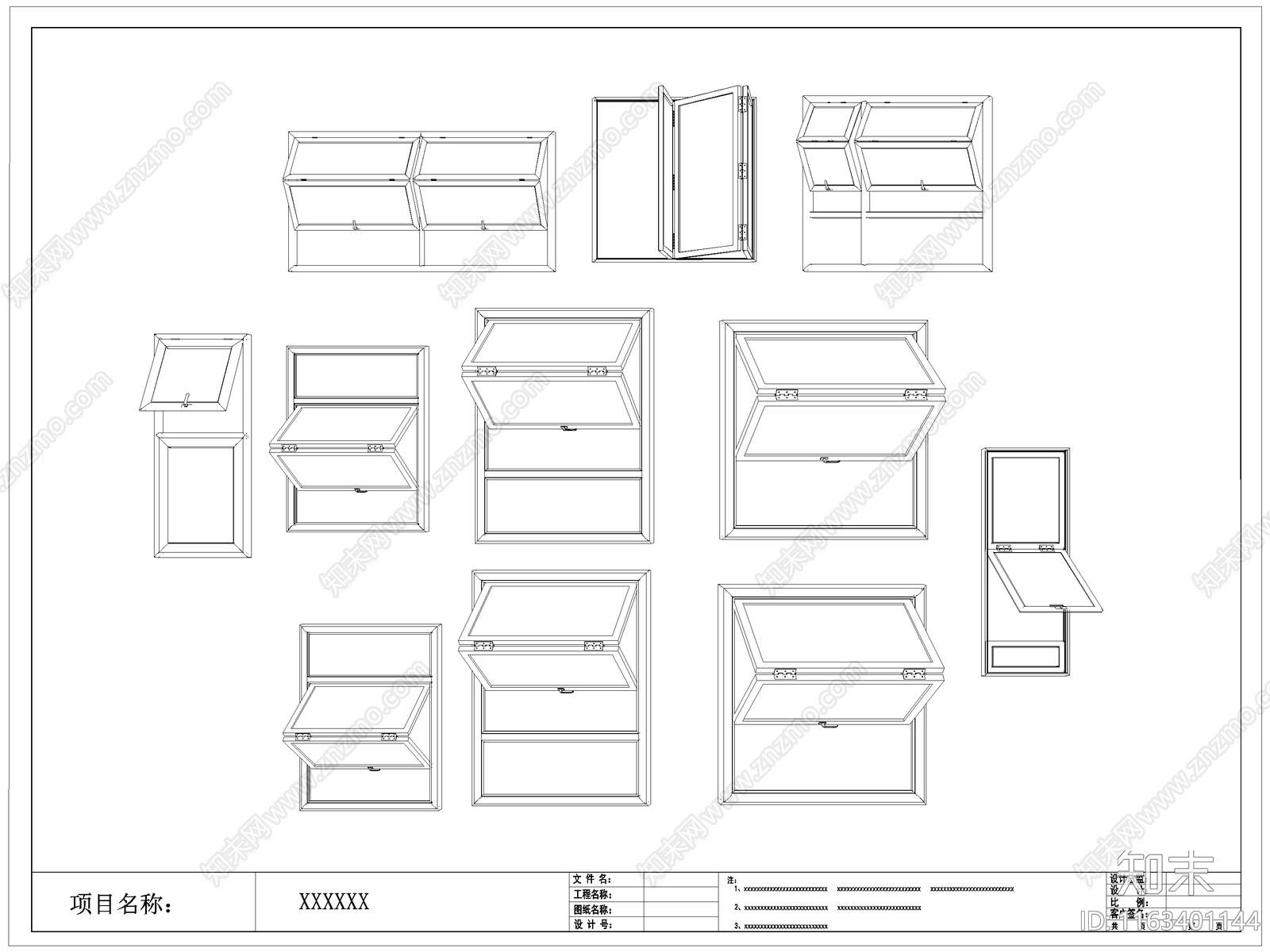 现代窗cad施工图下载【ID:1163401144】