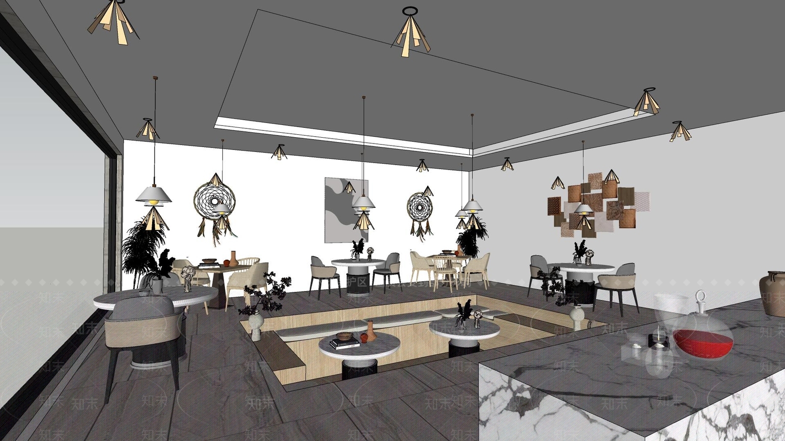 侘寂民宿餐厅SU模型下载【ID:1163422492】