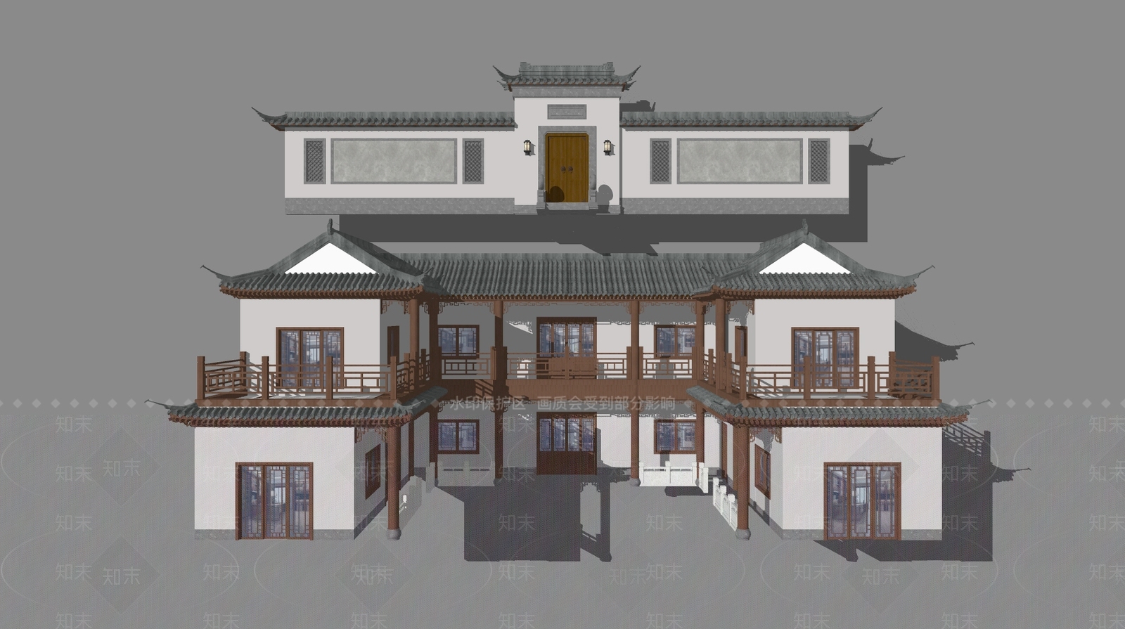 中式乡村民房SU模型下载【ID:1163427773】
