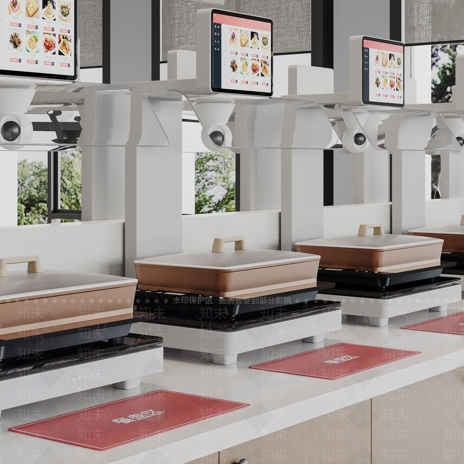 现代新中式自助餐厅3D模型下载【ID:1163430285】