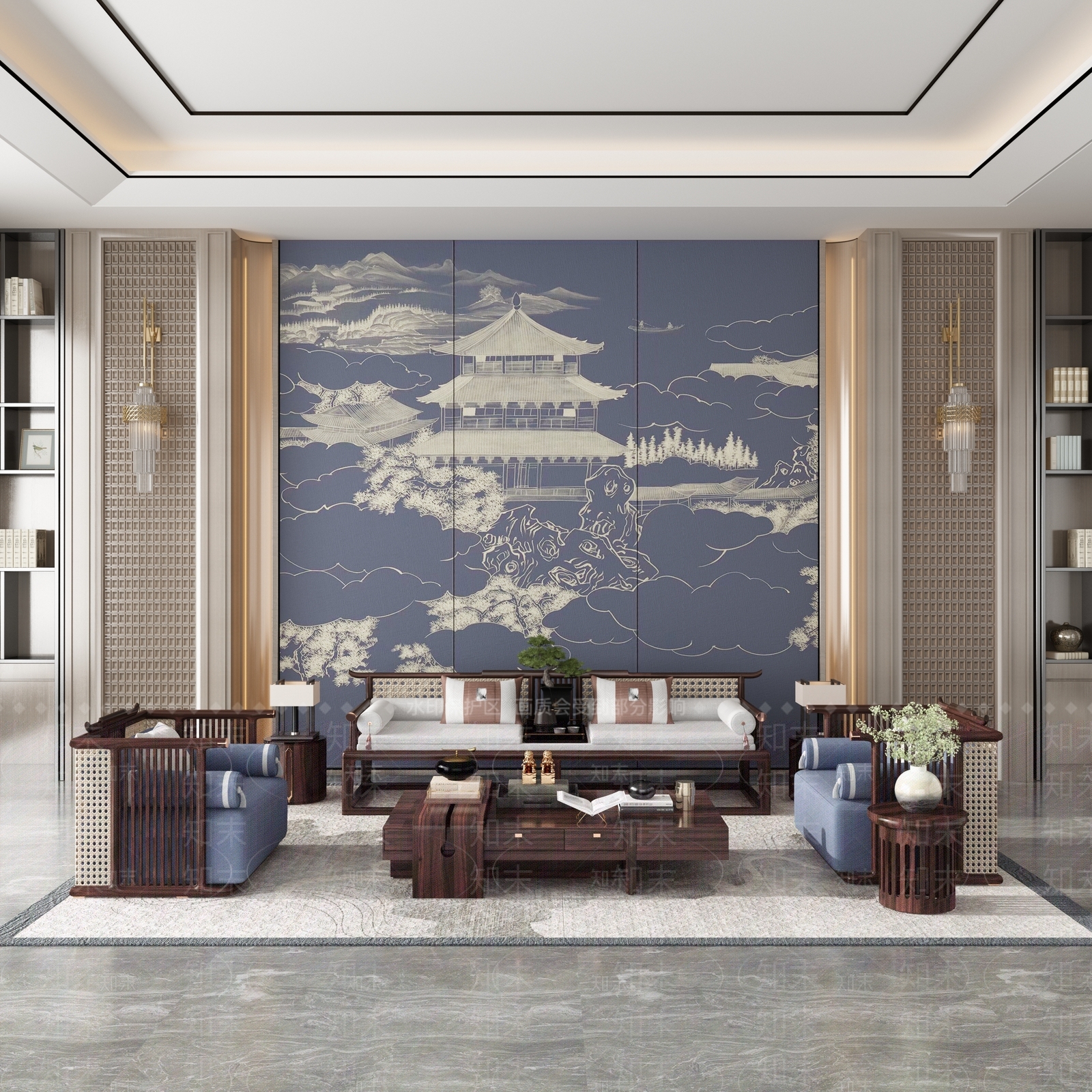 新中式沙发组合3D模型下载【ID:1163437815】