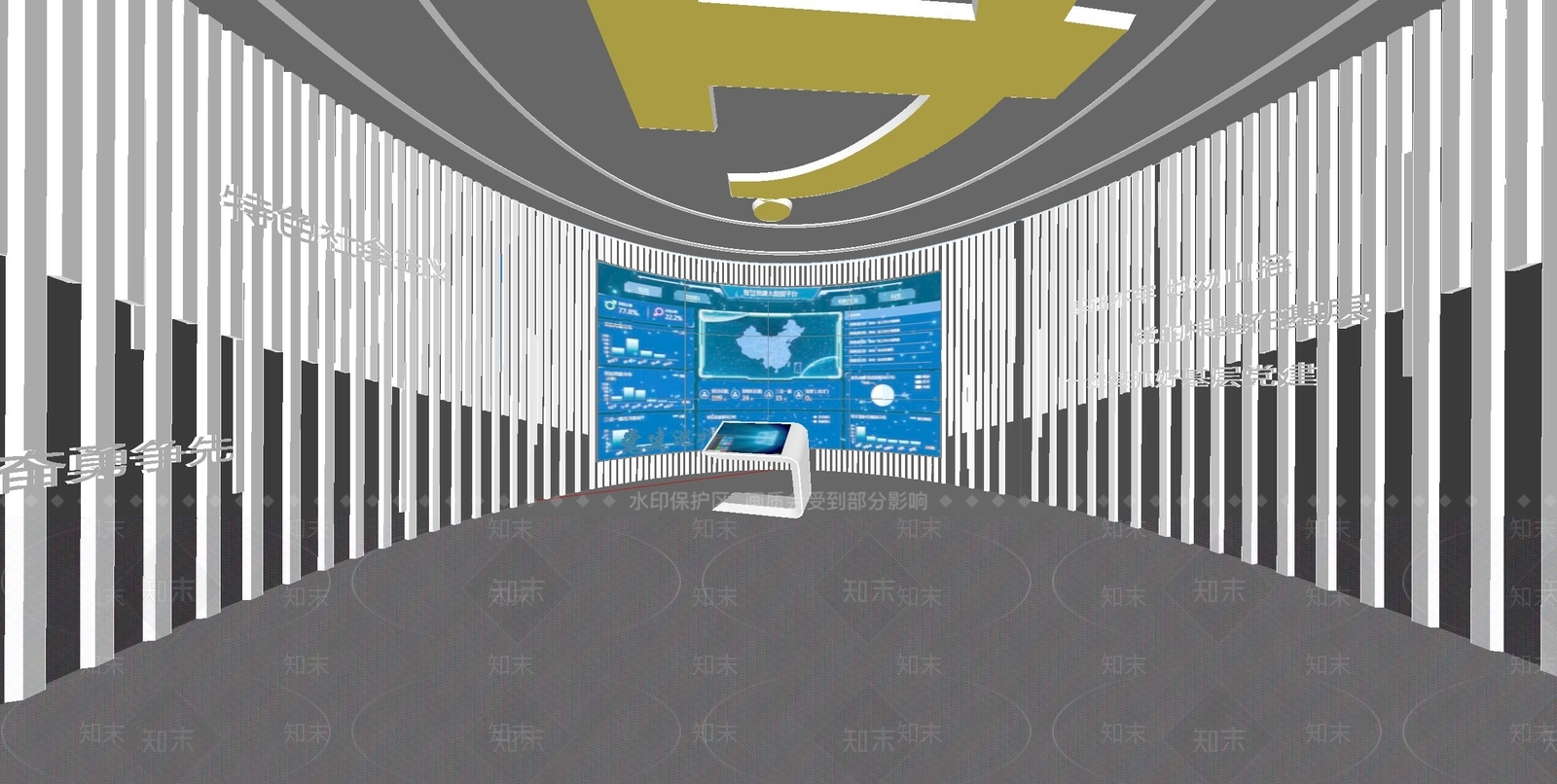 现代党建展厅SU模型下载【ID:1163442592】