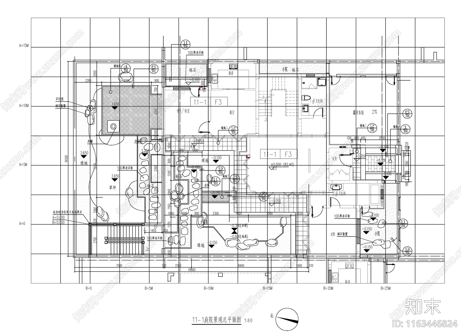 新中式庭院cad施工图下载【ID:1163446824】