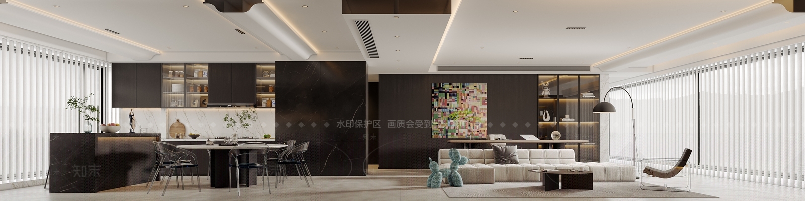 深色大理石吧台吧台3D模型下载【ID:1227399671】