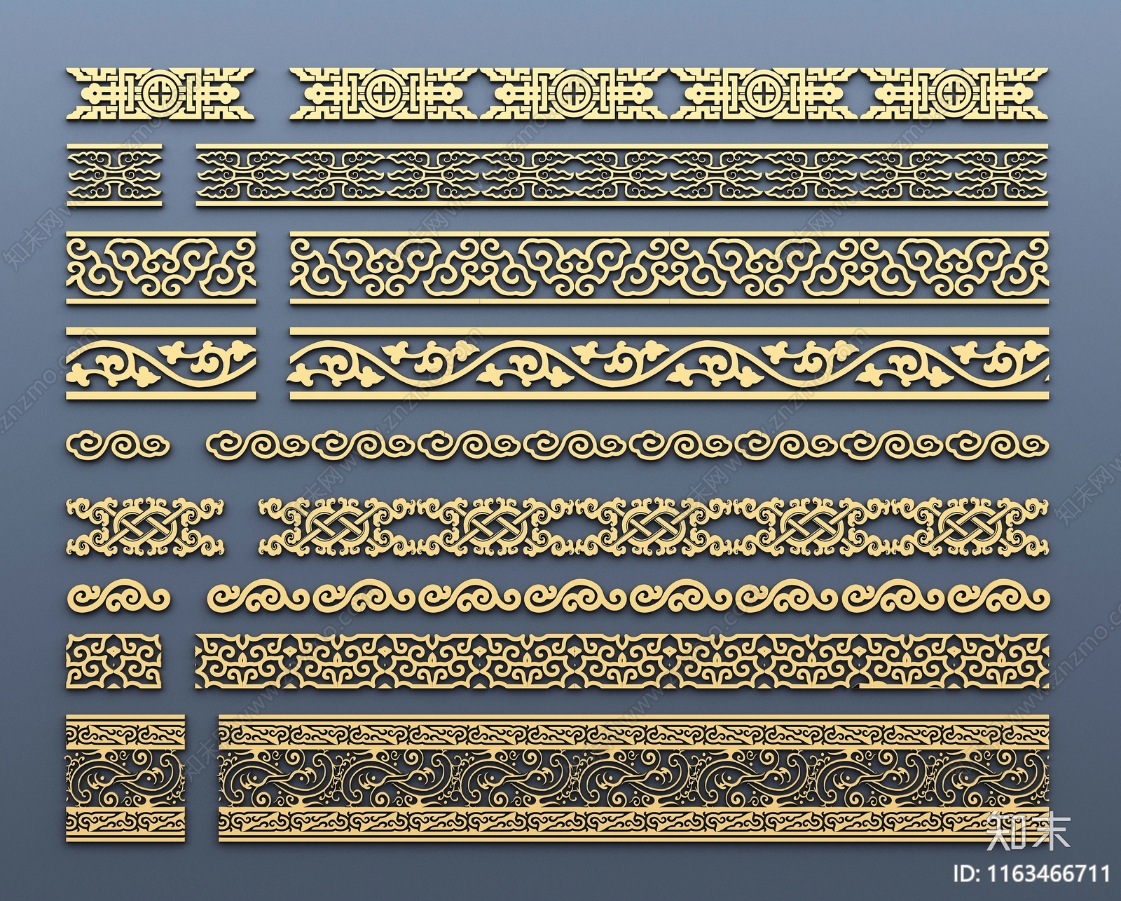 新中式中式雕花3D模型下载【ID:1163466711】