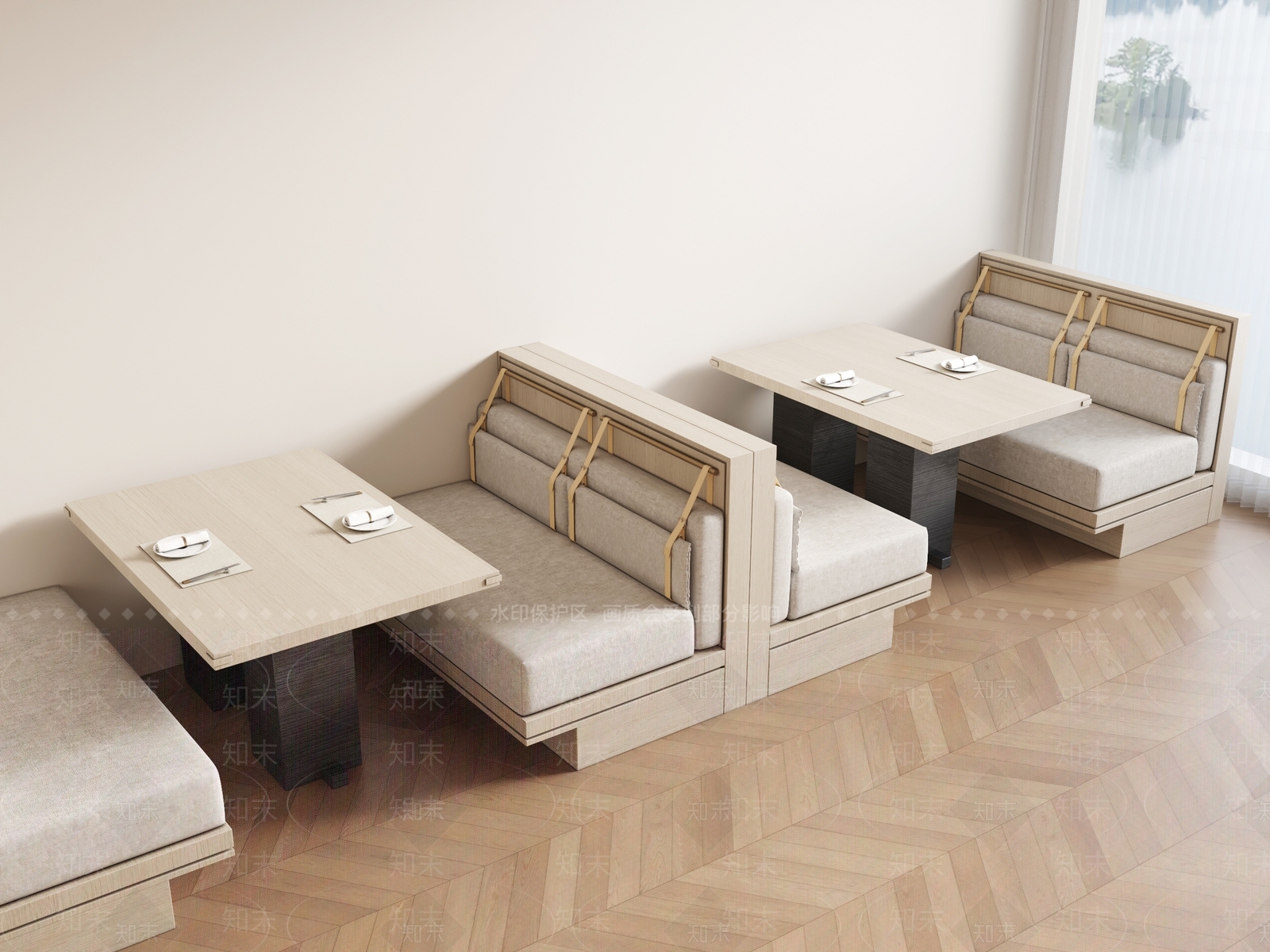现代新中式卡座沙发3D模型下载【ID:1163491159】