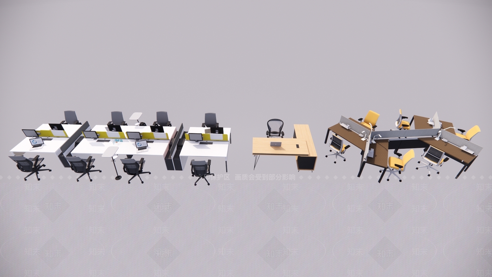 现代办公桌椅SU模型下载【ID:1163514953】