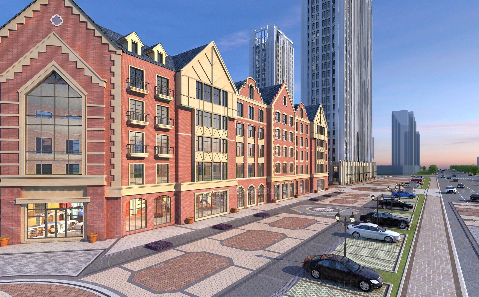 复古欧式商业街3D模型下载【ID:1163519387】