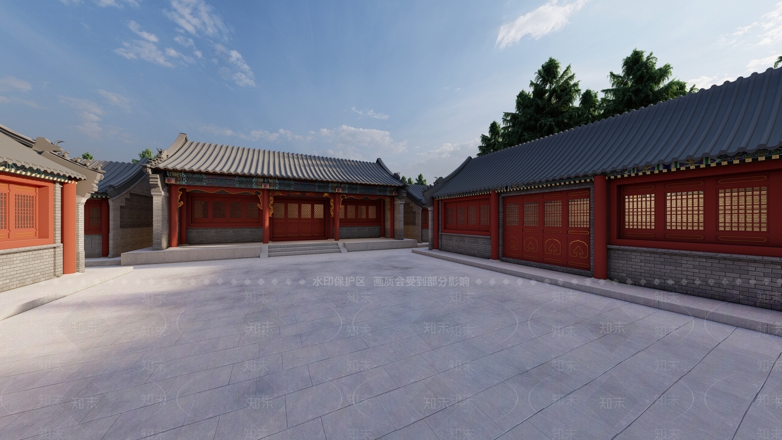 中式新中式四合院SU模型下载【ID:1164131183】