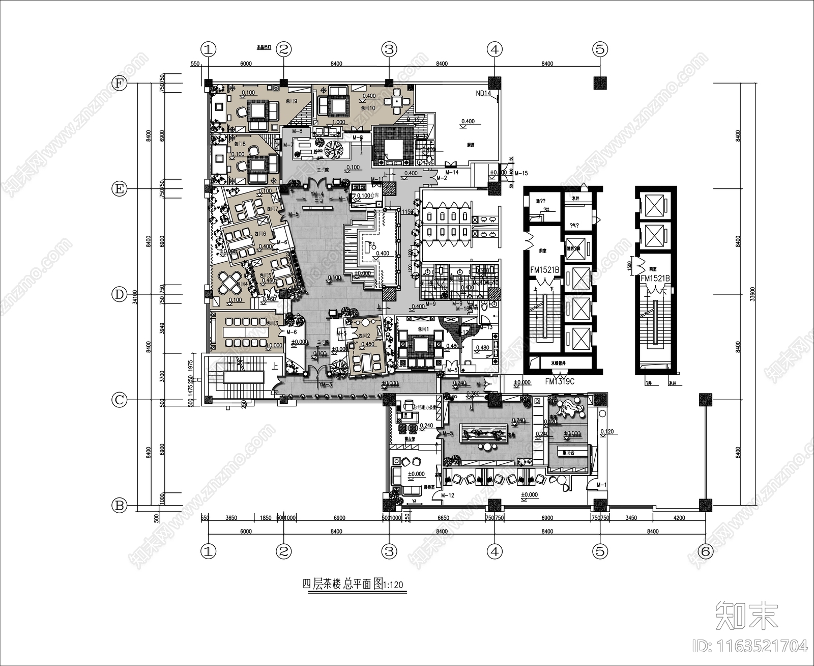 中式酒楼cad施工图下载【ID:1163521704】