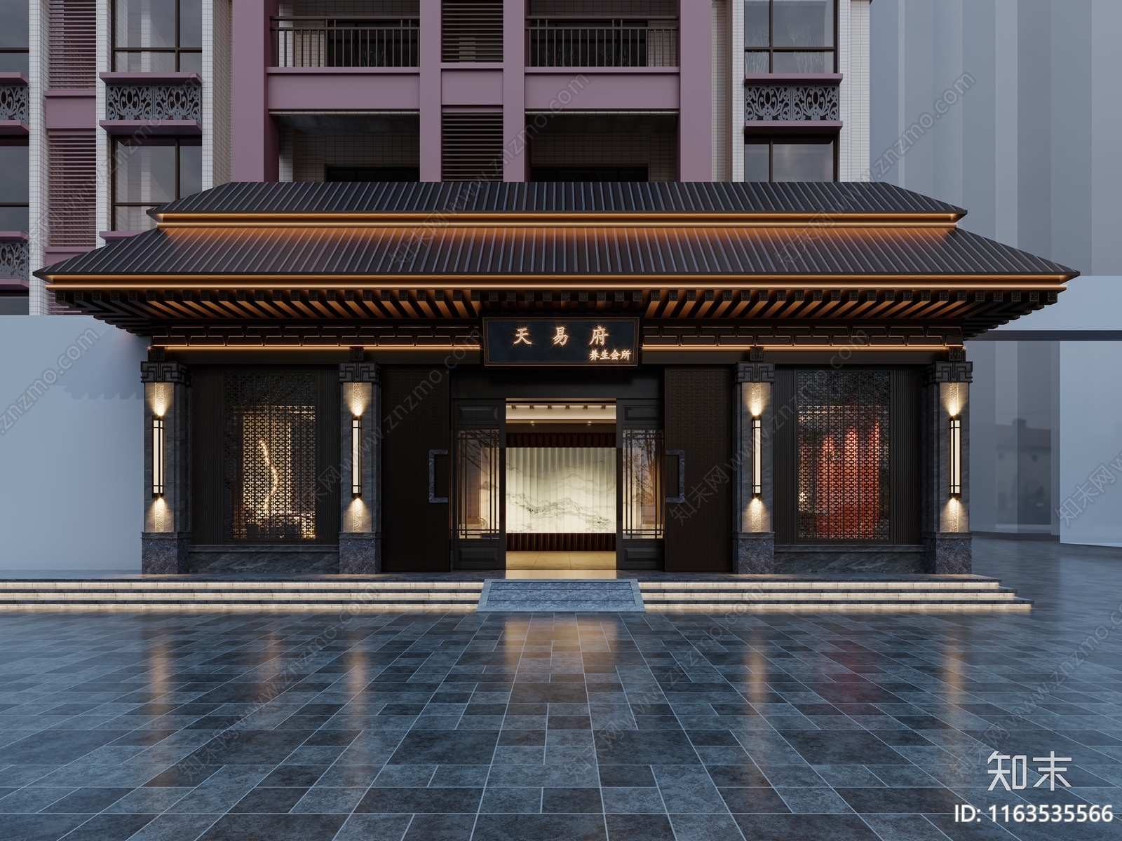 新中式其他建筑外观3D模型下载【ID:1163535566】