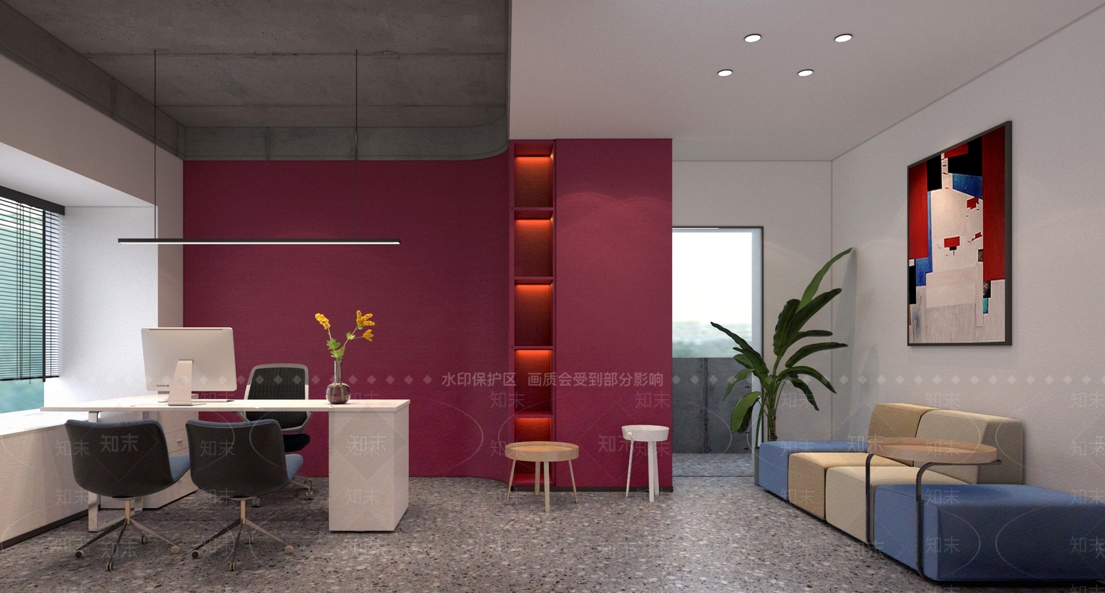 现代简约接待室3D模型下载【ID:1163536847】