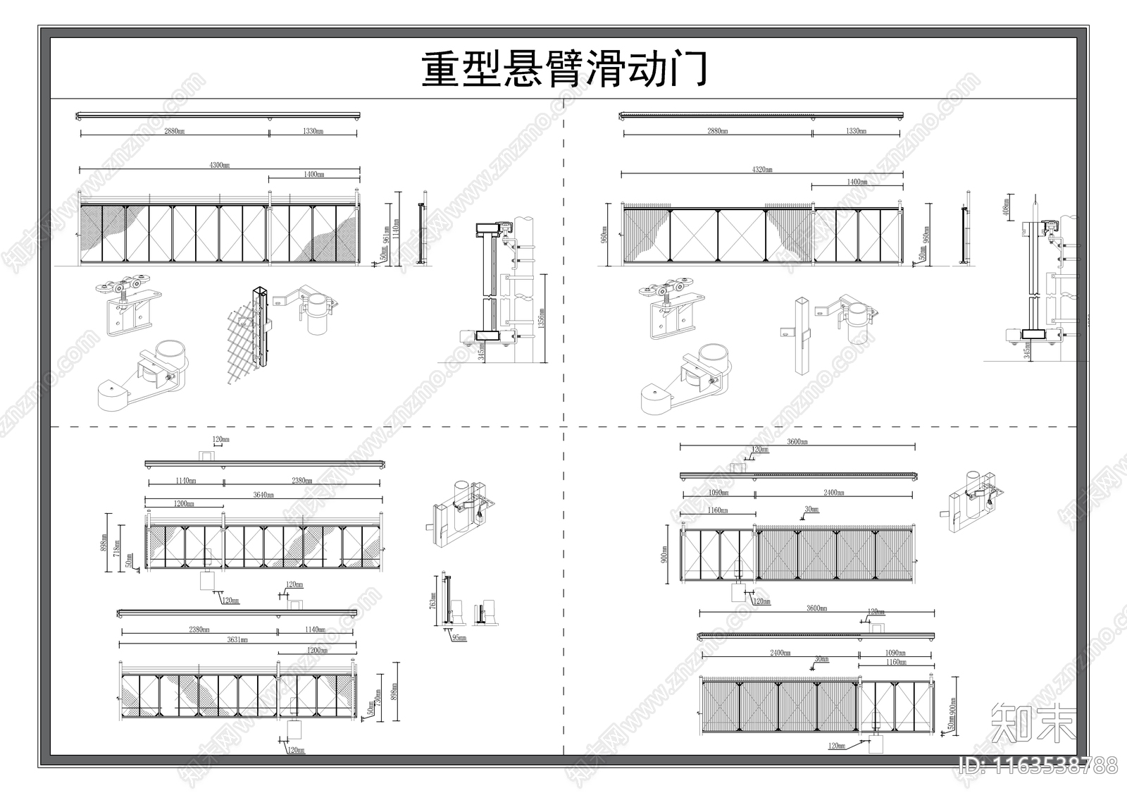 现代门cad施工图下载【ID:1163538788】