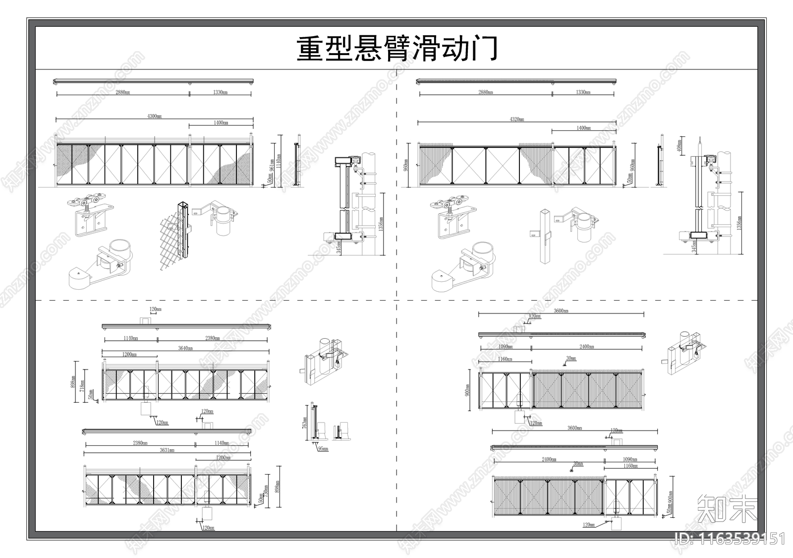 现代门cad施工图下载【ID:1163539151】