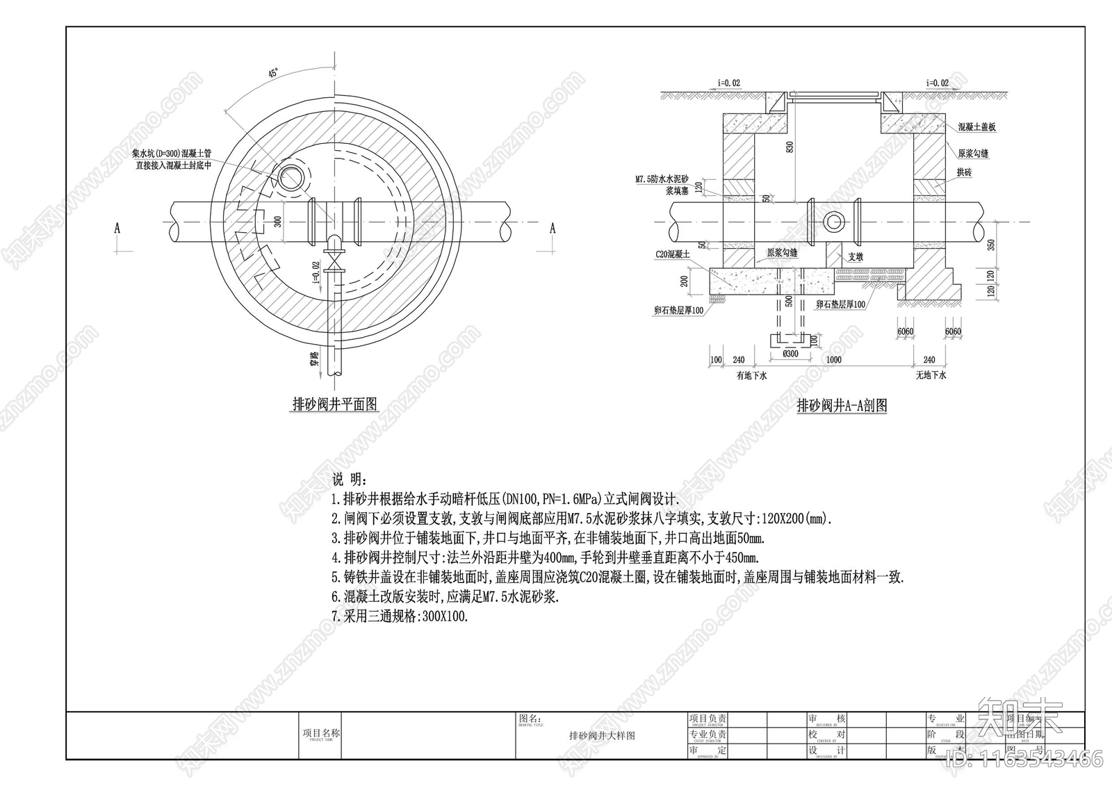 给排水节点详图cad施工图下载【ID:1163543466】