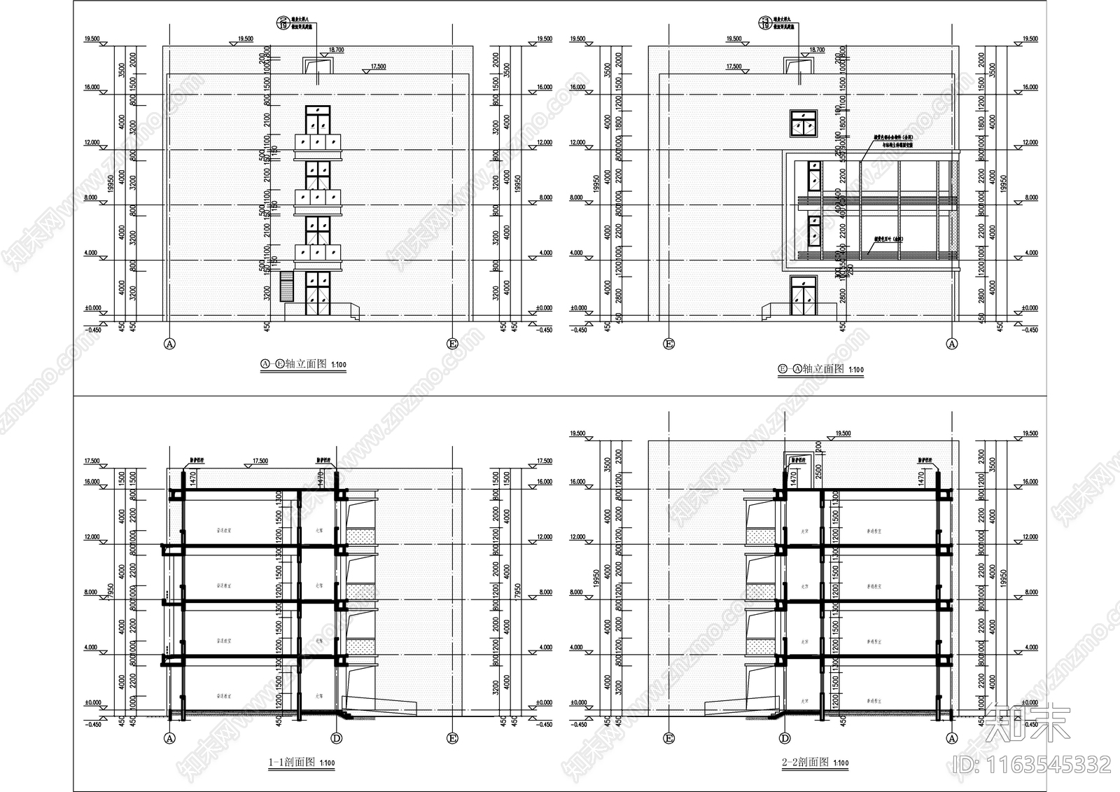 现代学校建筑cad施工图下载【ID:1163545332】
