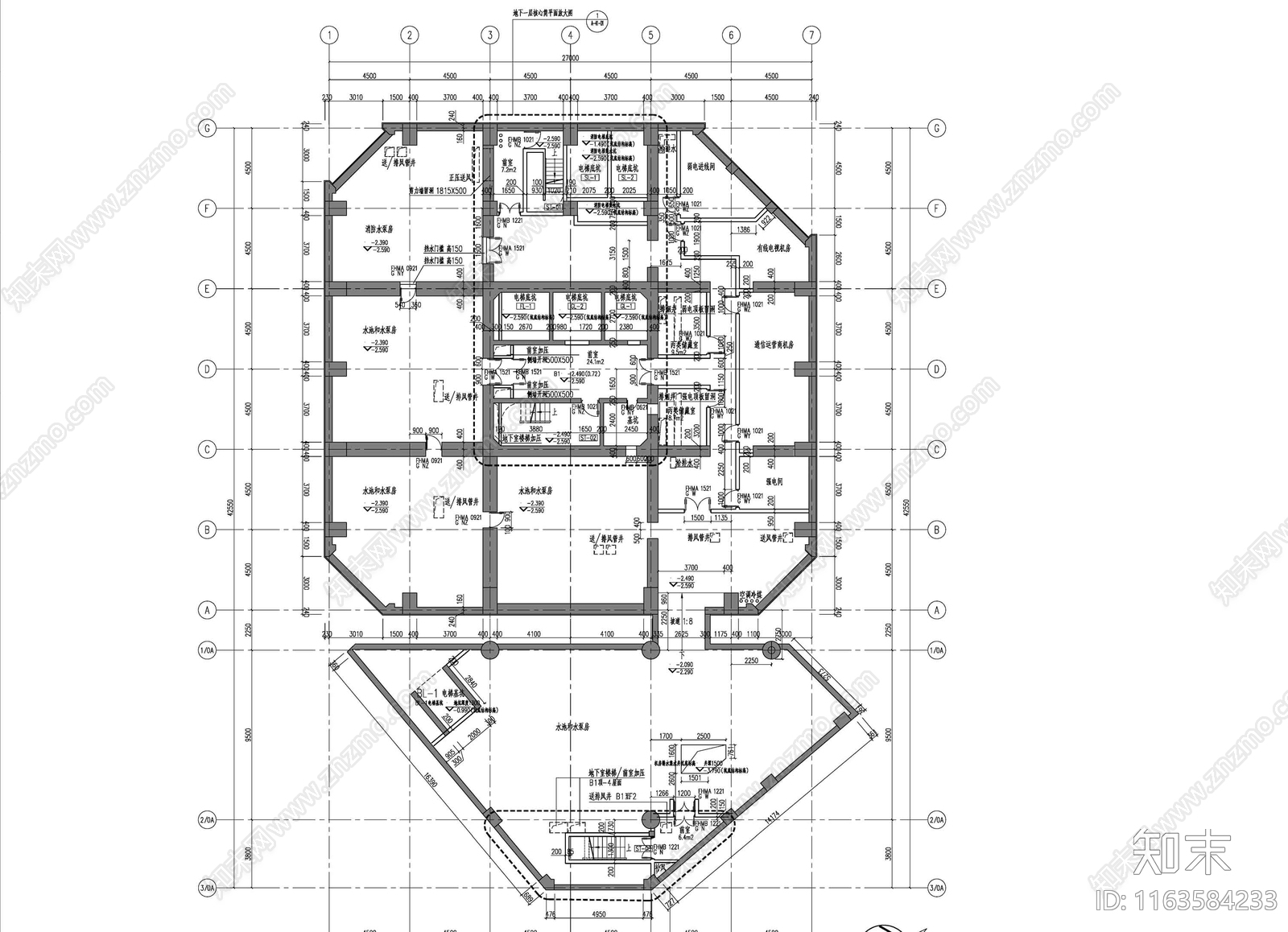 现代商业综合体cad施工图下载【ID:1163584233】