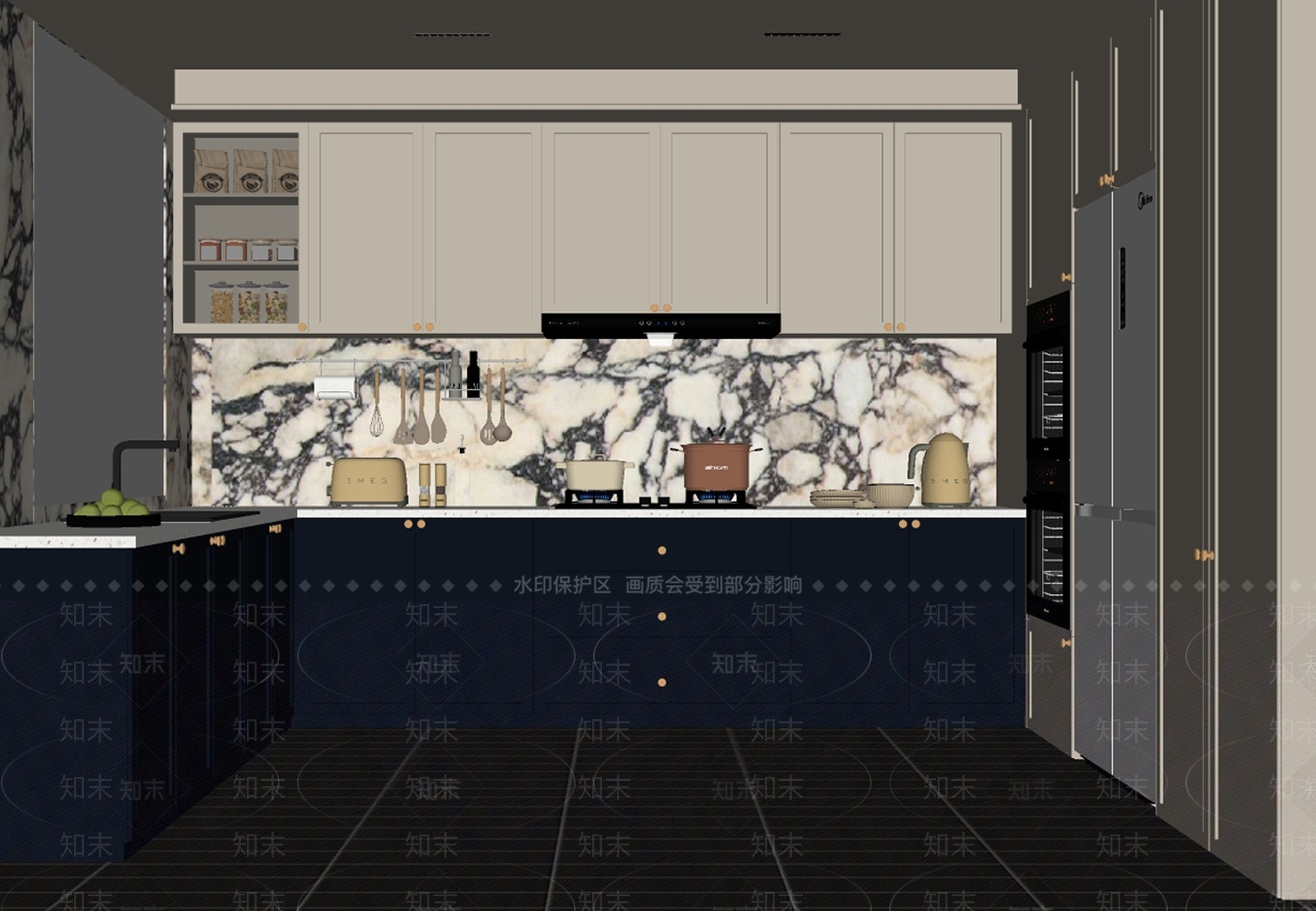 法式封闭式厨房SU模型下载【ID:1163586845】