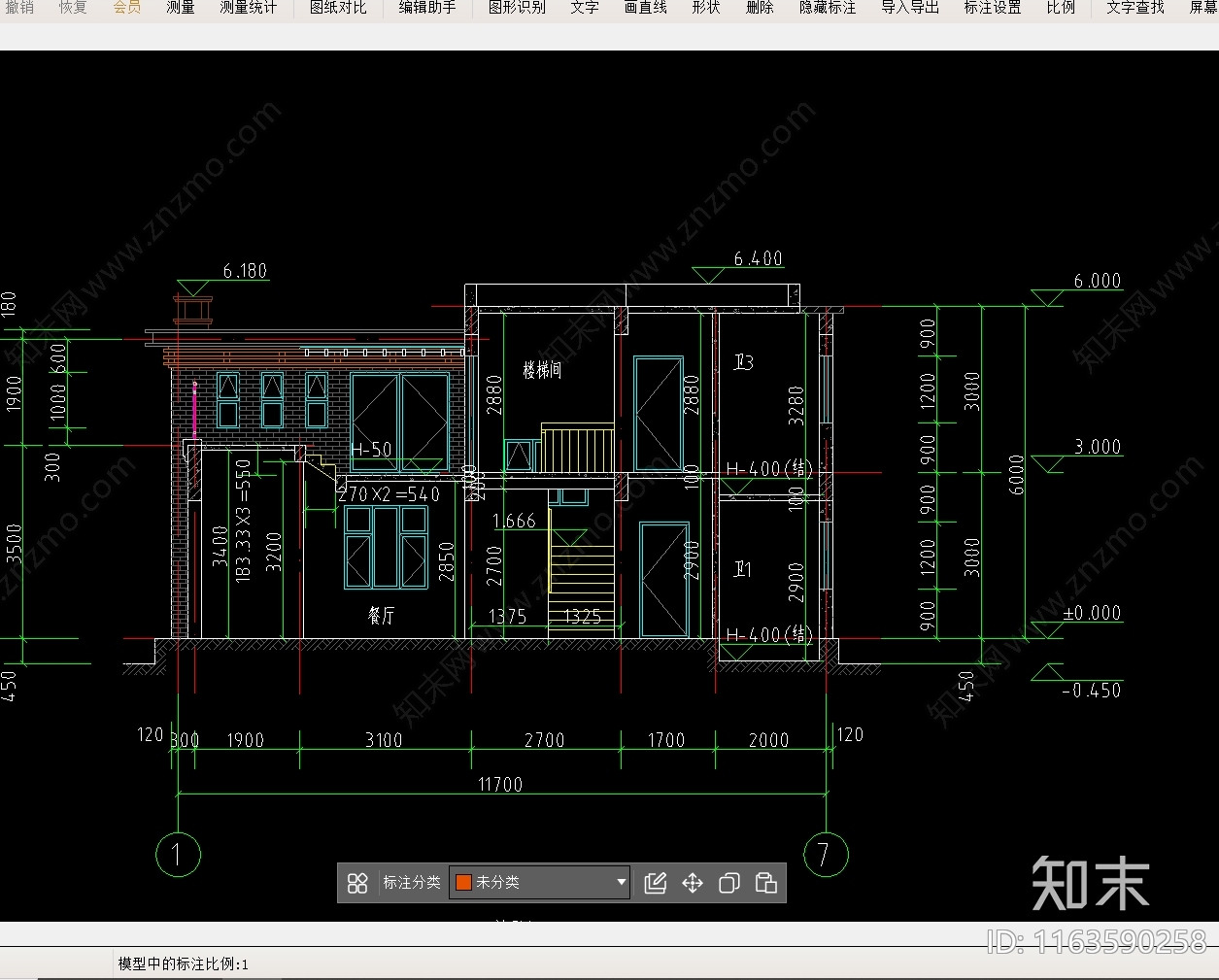 现代别墅建筑cad施工图下载【ID:1163590258】