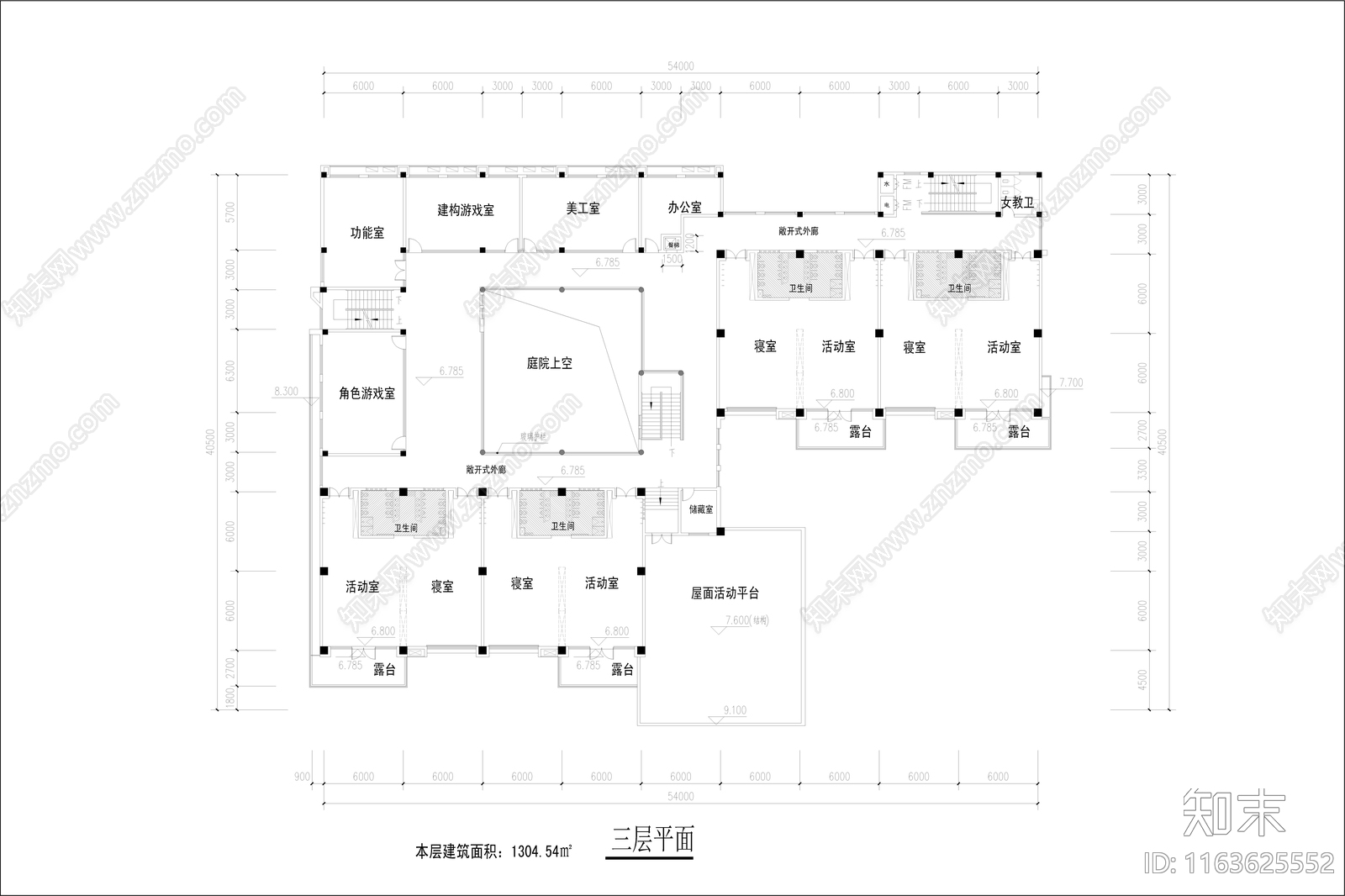 现代幼儿园建筑cad施工图下载【ID:1163625552】