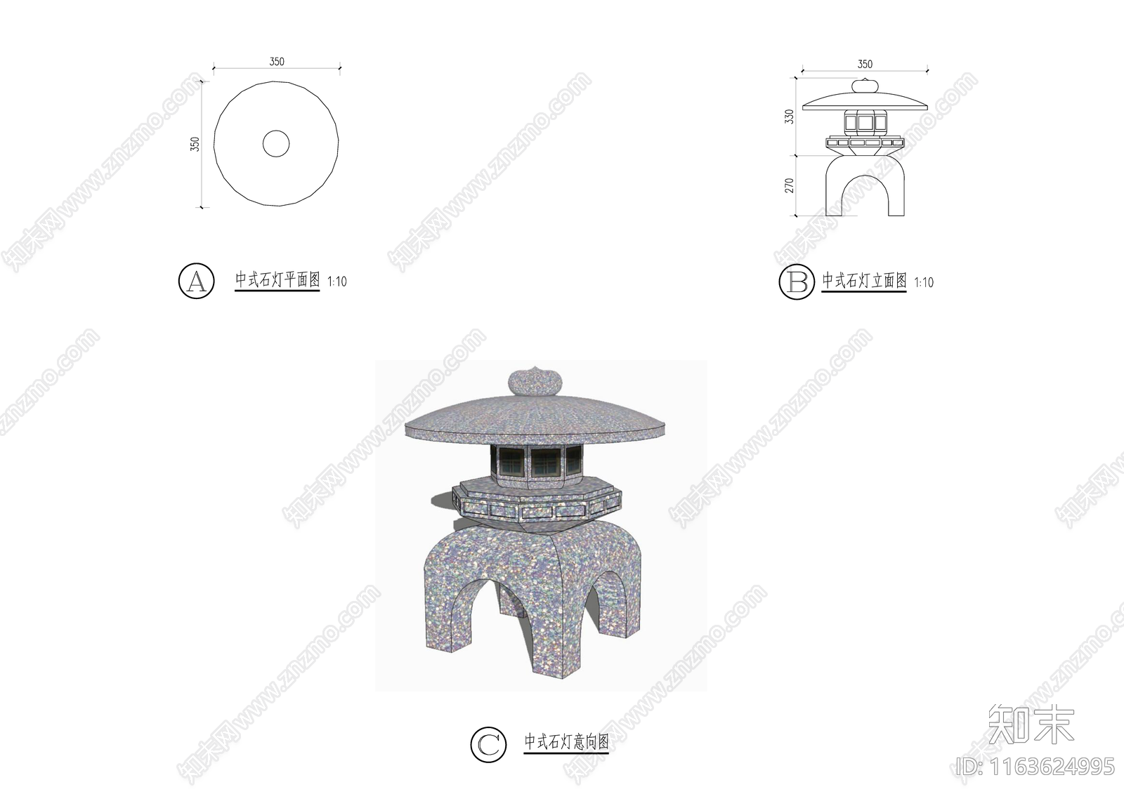 中式庭院cad施工图下载【ID:1163624995】