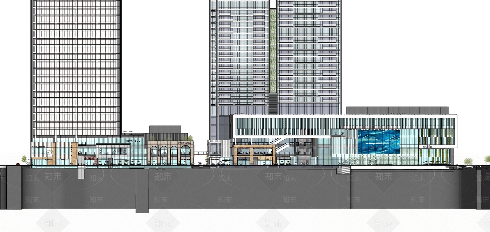 现代商场建筑SU模型下载【ID:1163625739】