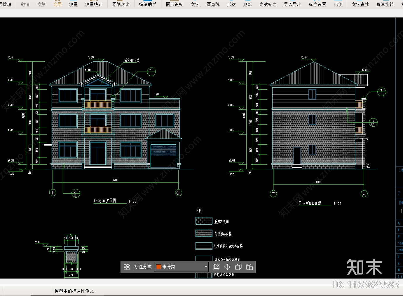 现代别墅建筑cad施工图下载【ID:1163625595】