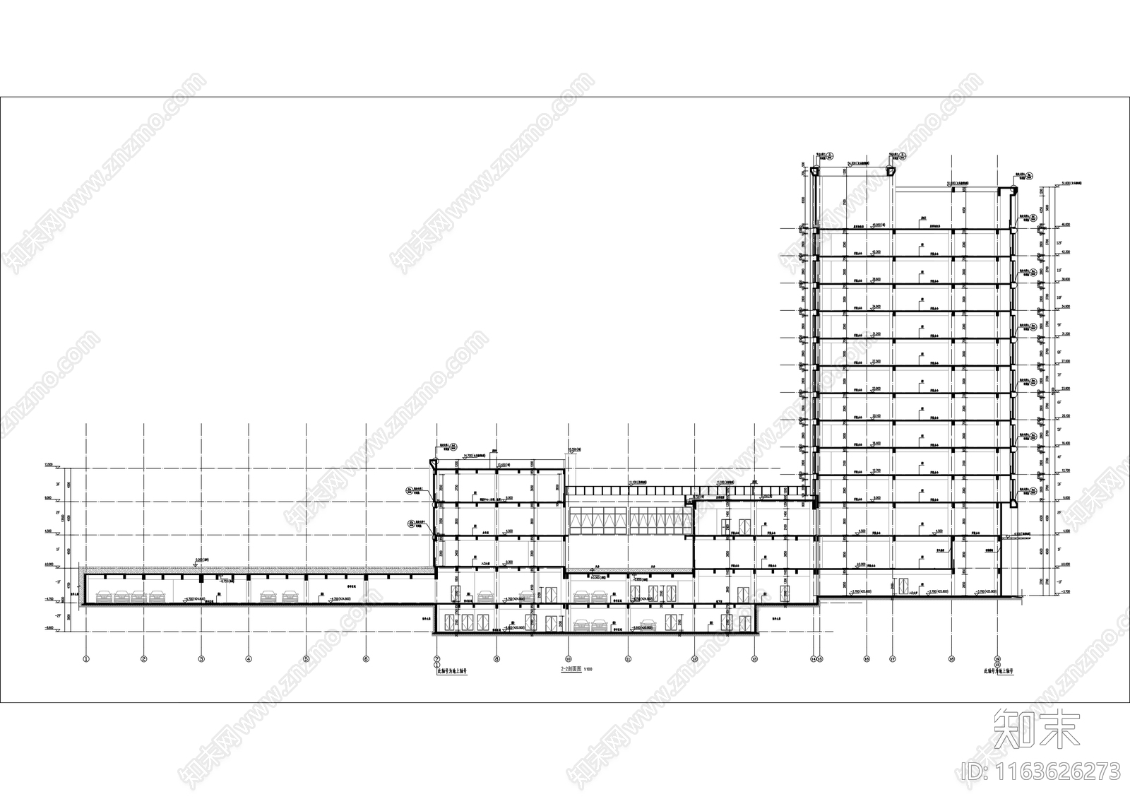 现代办公楼建筑cad施工图下载【ID:1163626273】