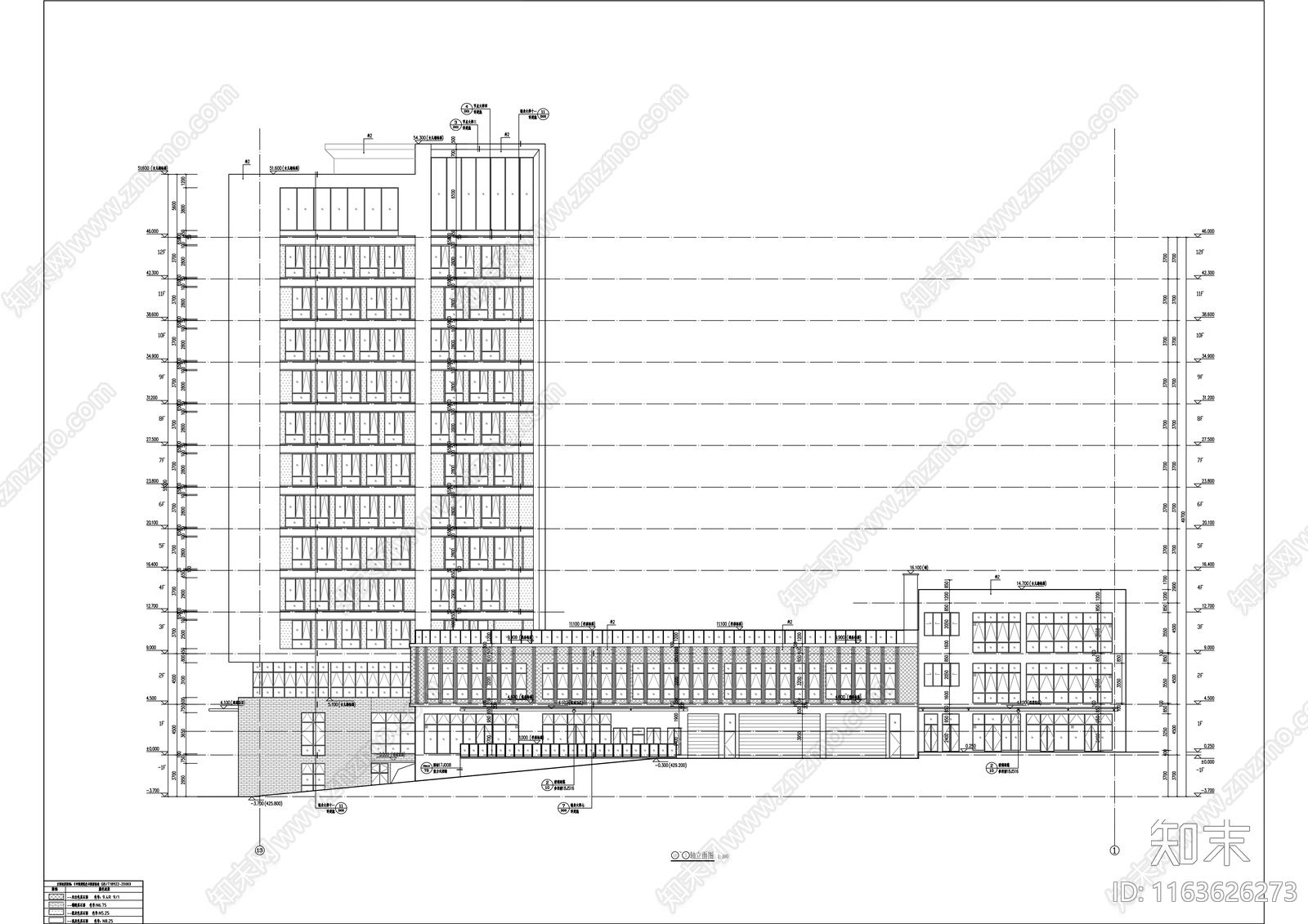 现代办公楼建筑cad施工图下载【ID:1163626273】